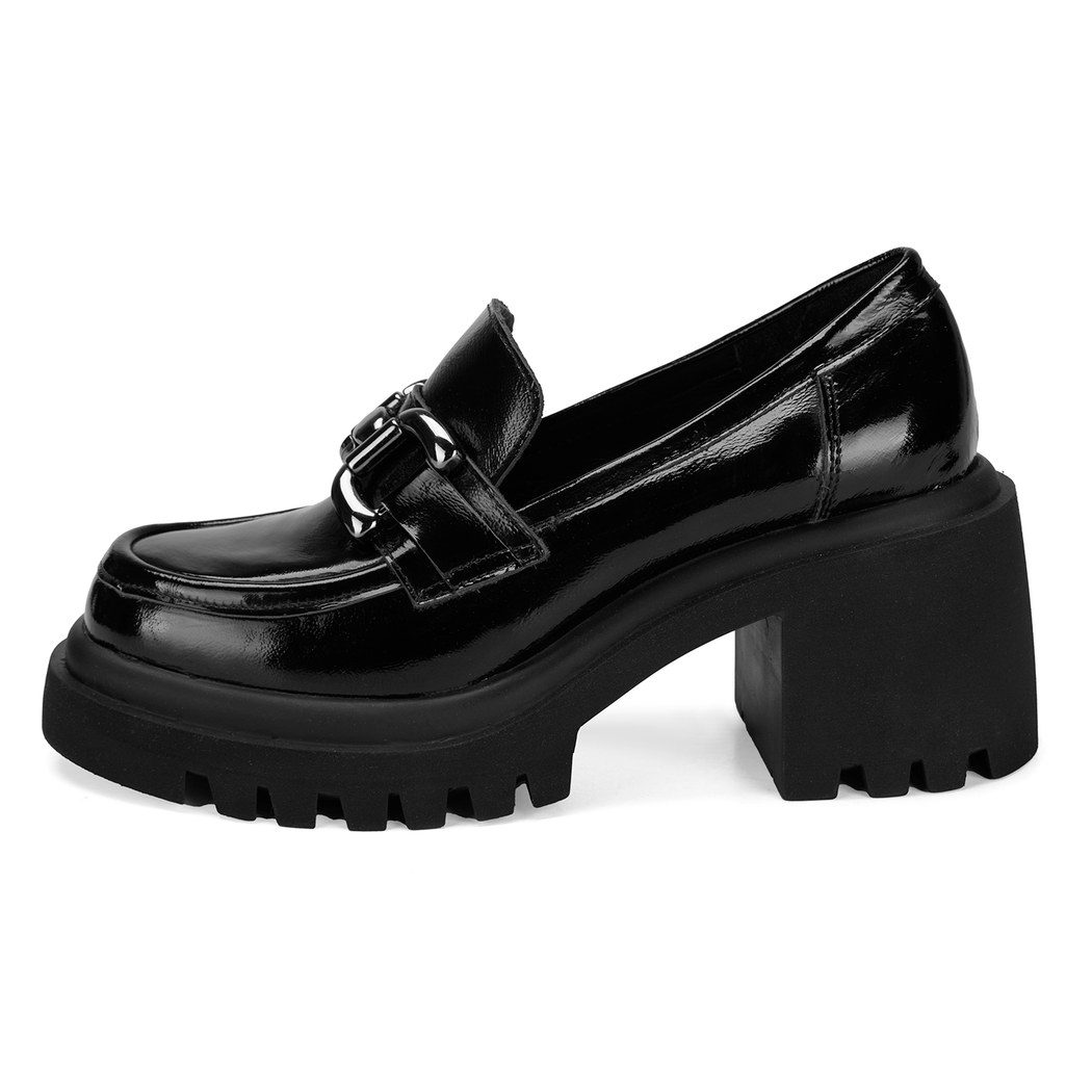 Kadın Siyah Topuklu Deri Günlük Ayakkabı