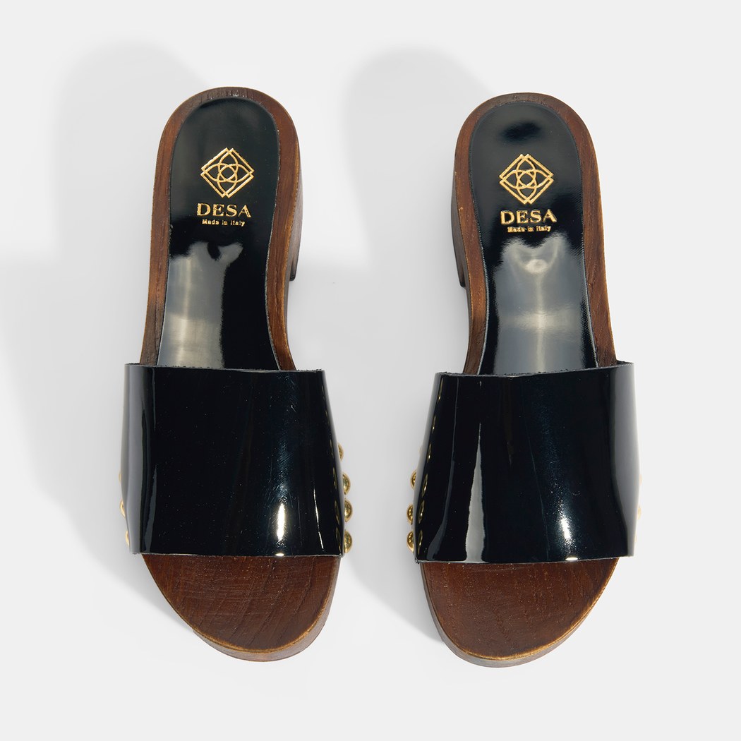 Kadın Siyah Zımba Detaylı Topuklu Terlik