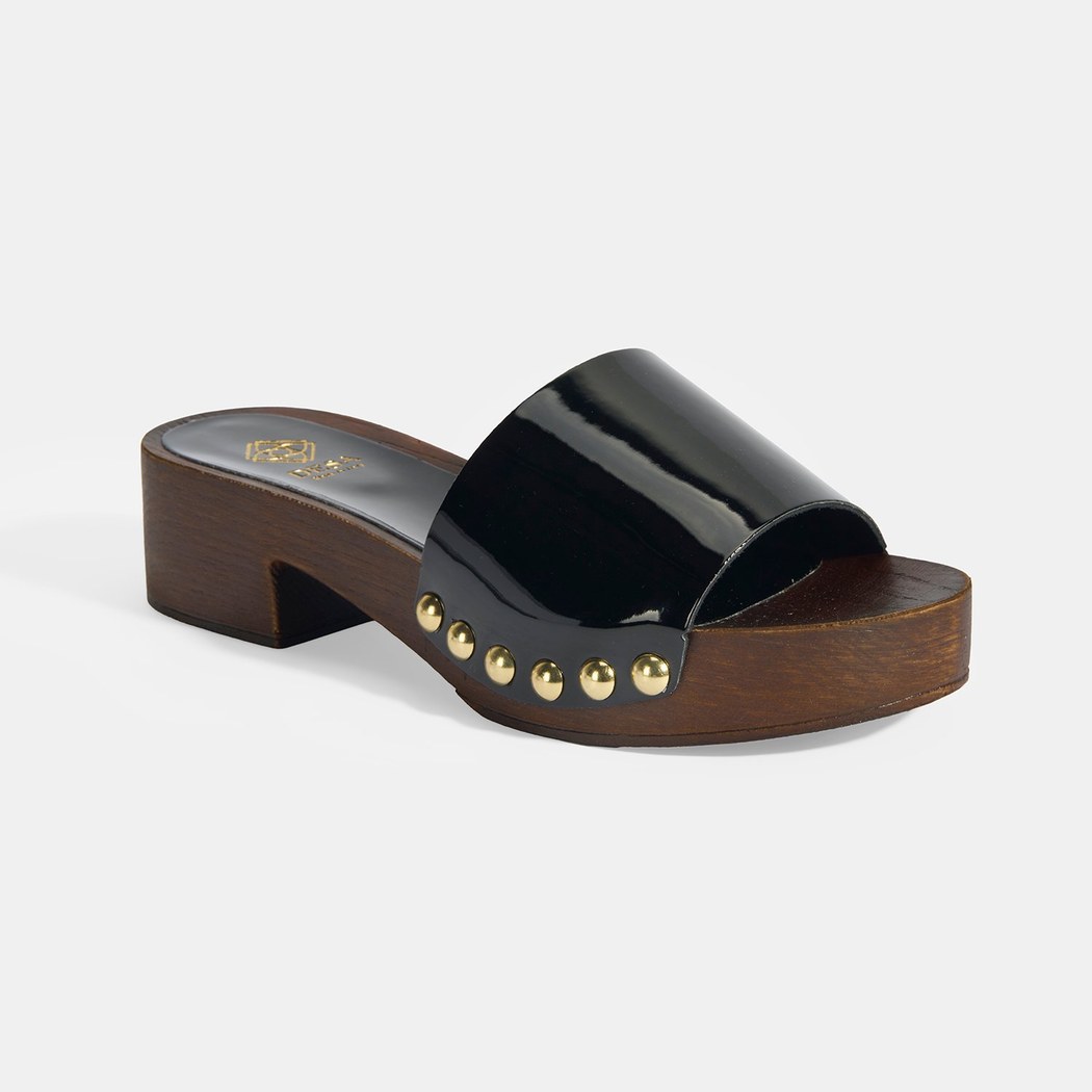 Kadın Siyah Zımba Detaylı Topuklu Terlik