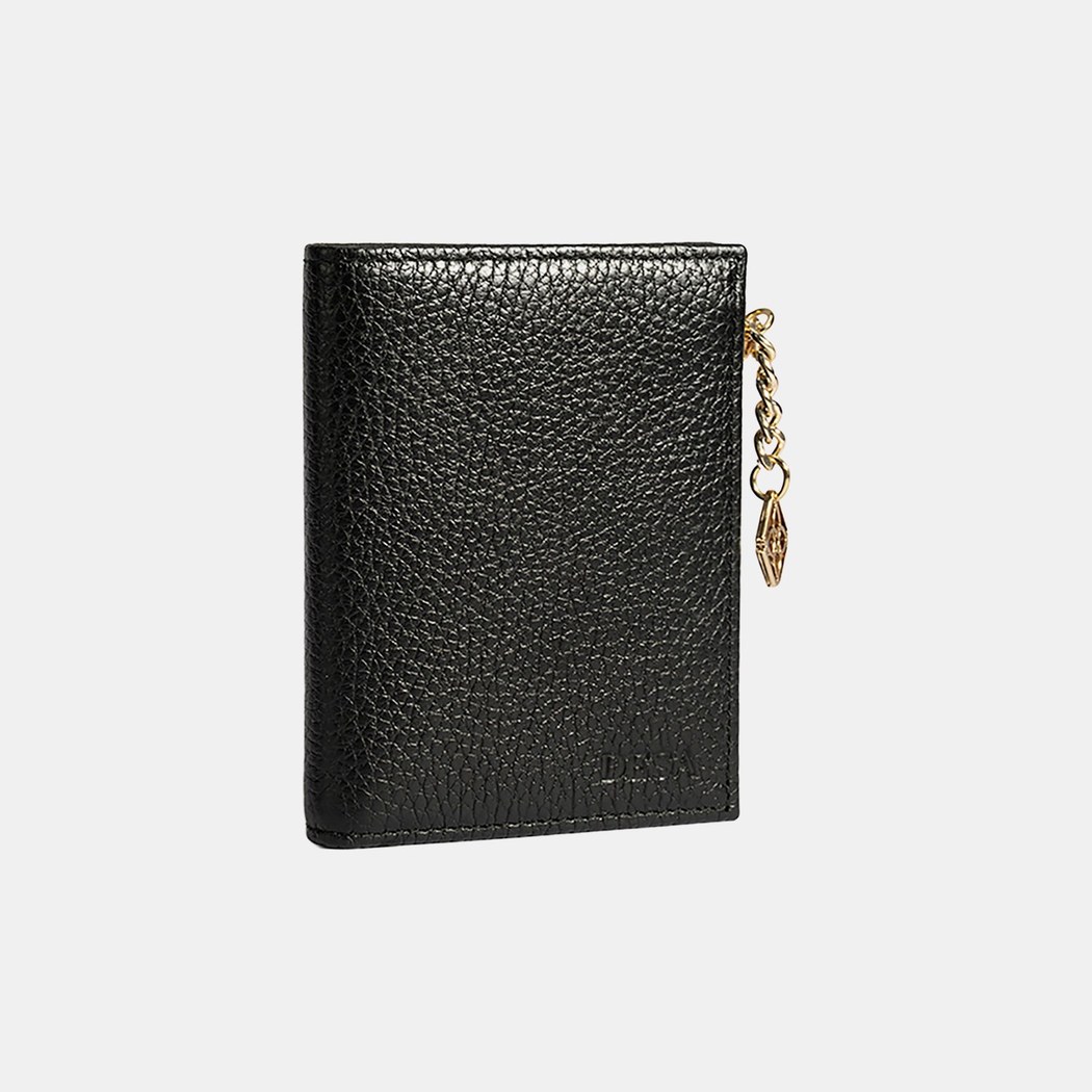 Kadın Siyah Zincir Detaylı Deri Cüzdan