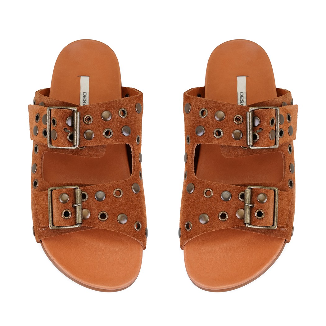 Kadın Taba Aksesuarlı Deri Terlik