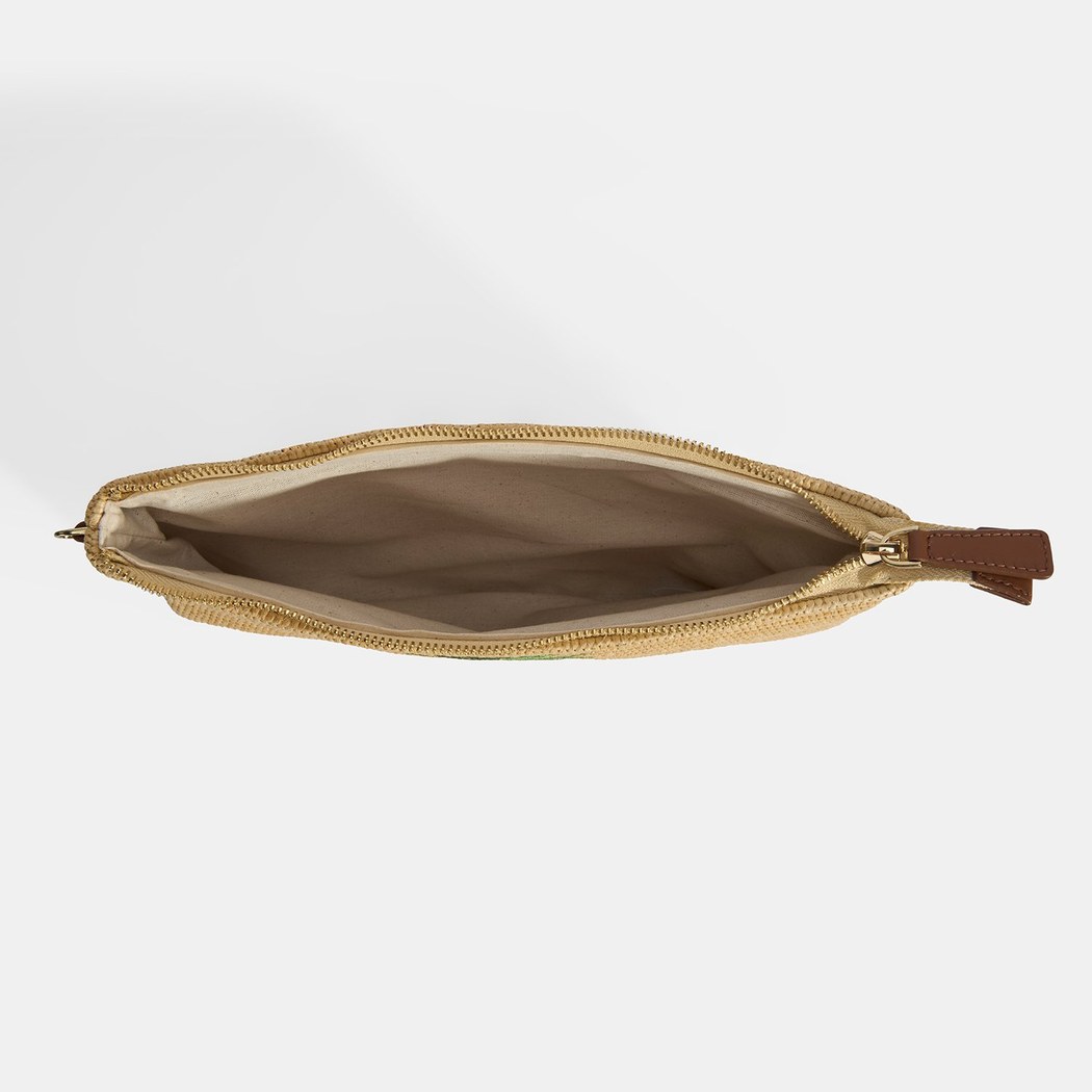 Kadın Taba Ananas Nakışlı Hasır Clutch