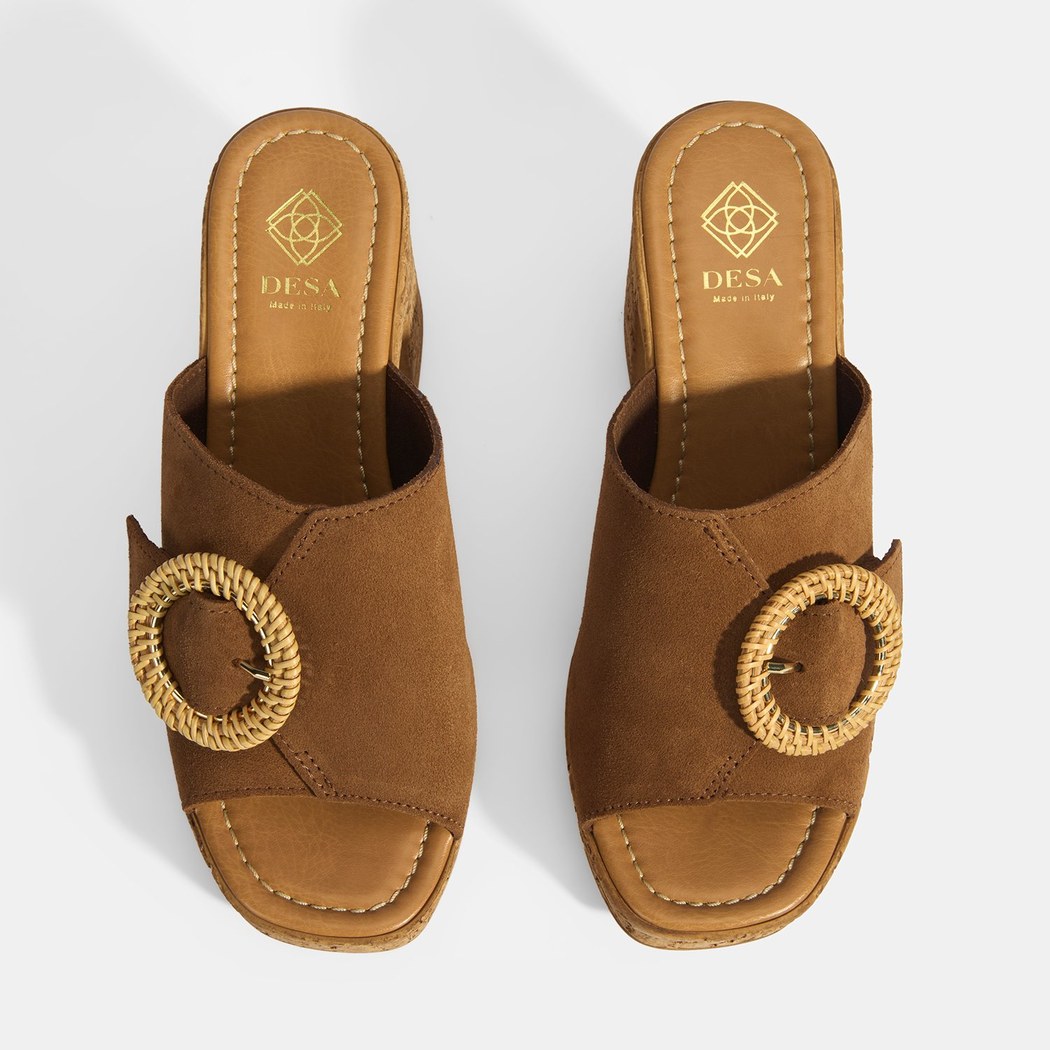 Kadın Taba Ayarlanabilir Toka Detaylı Süet Topuklu Terlik