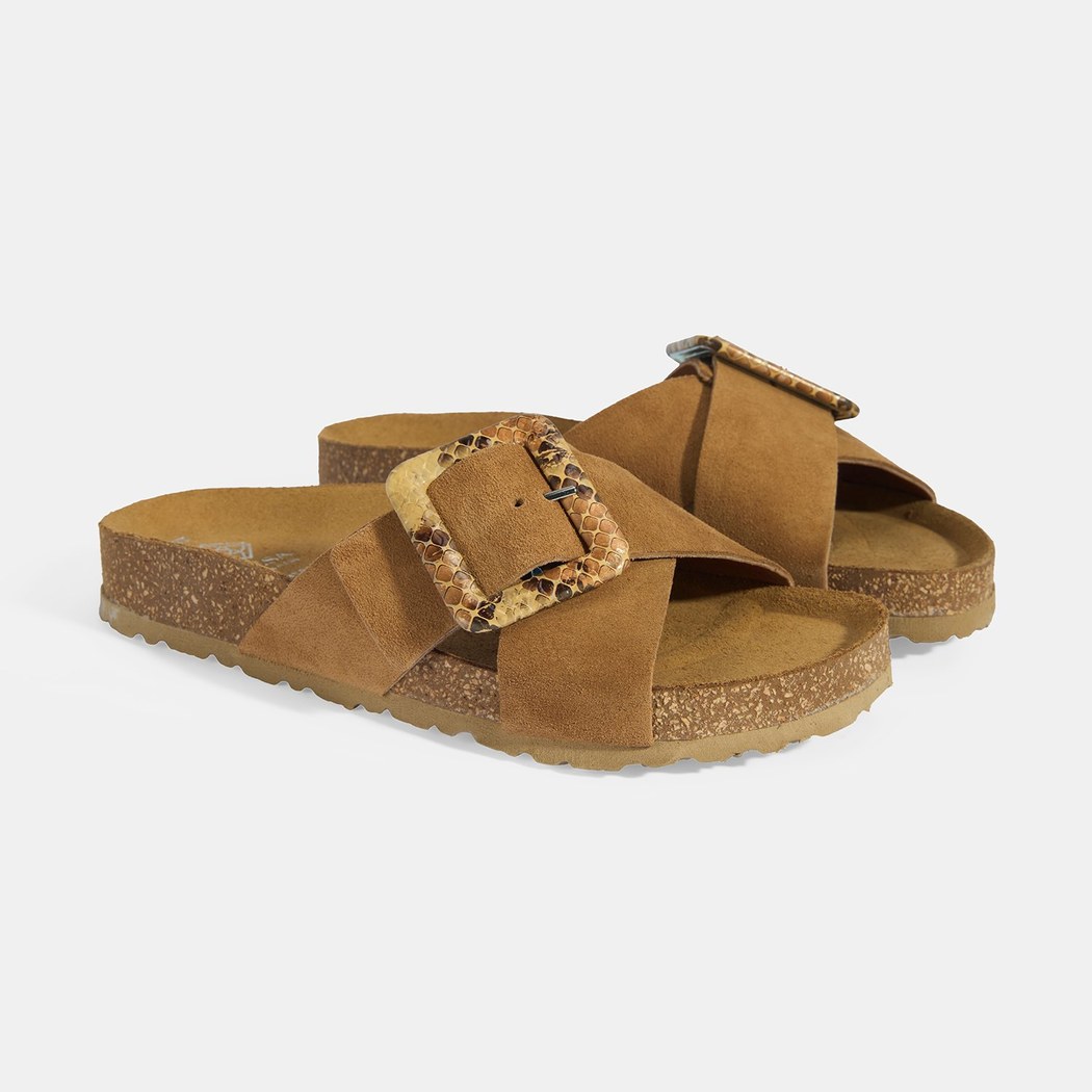 Kadın Taba Ayarlanabilir Toka Detaylı Süet Terlik