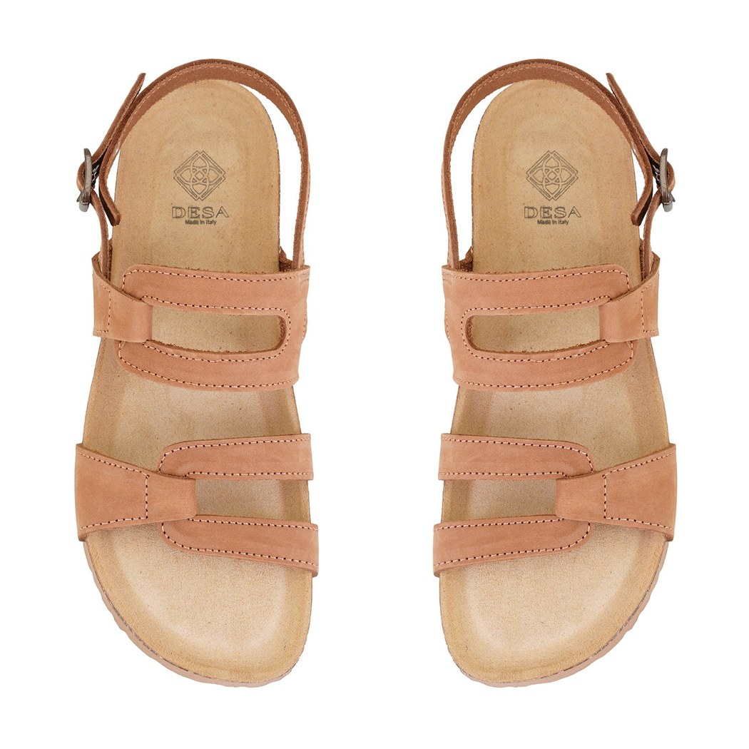 Kadın Taba Ayarlanabilir Tokalı Nubuk Deri Sandalet