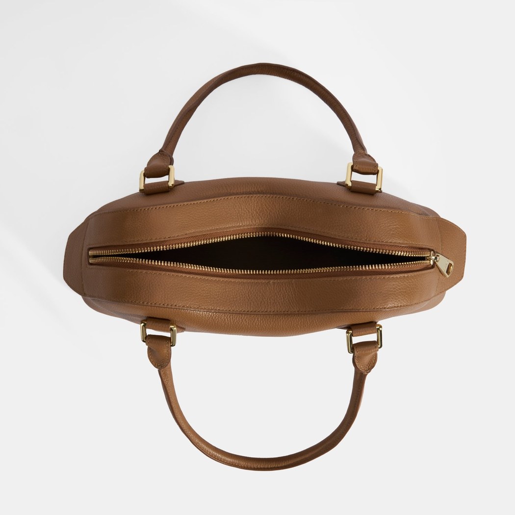 Kadın Taba Deri Çanta Aksesuarlı Büyük Omuz Çantası