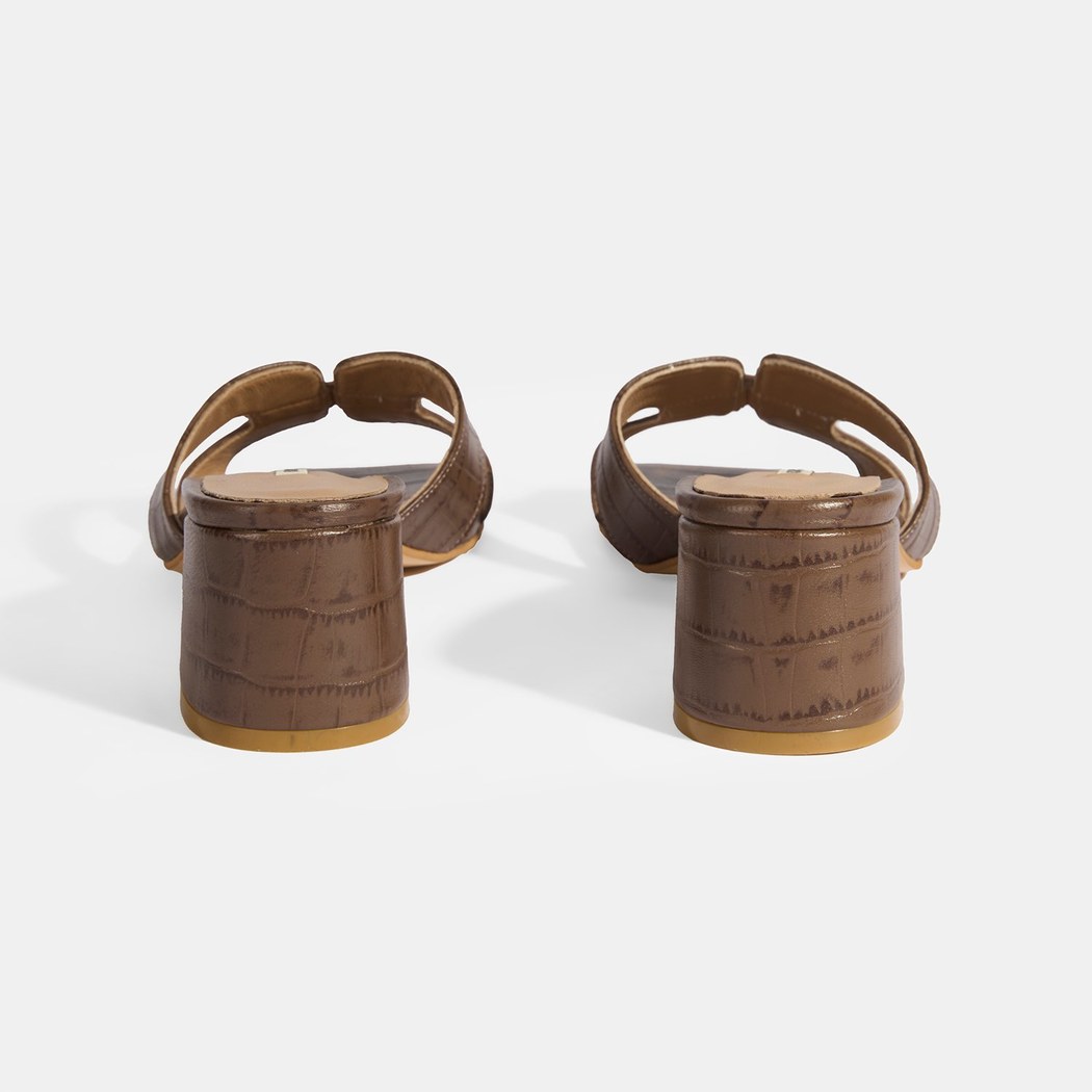 Kadın Taba Deri Topuklu Terlik