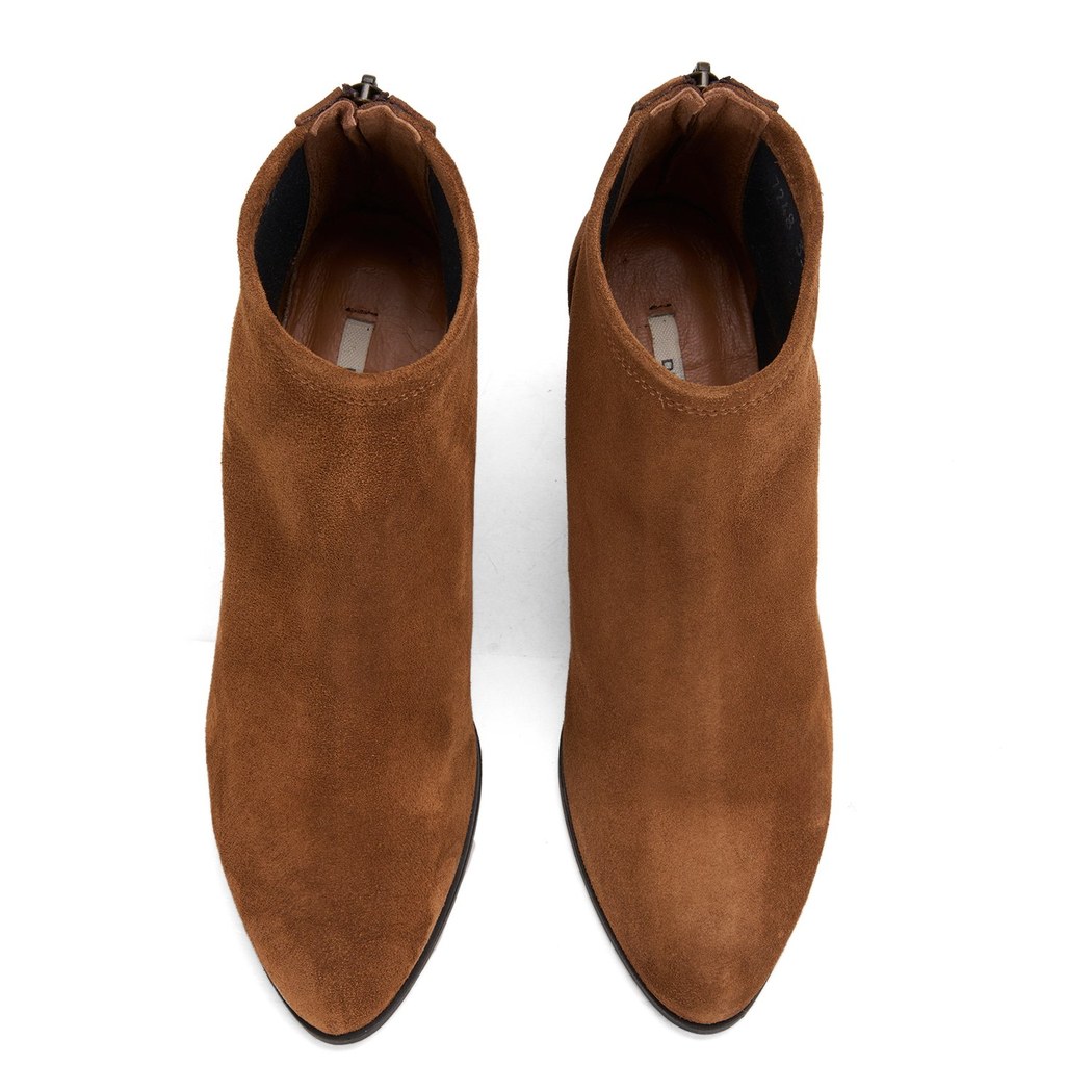 Kadın Taba Fermuarlı Topuklu Süet Bot