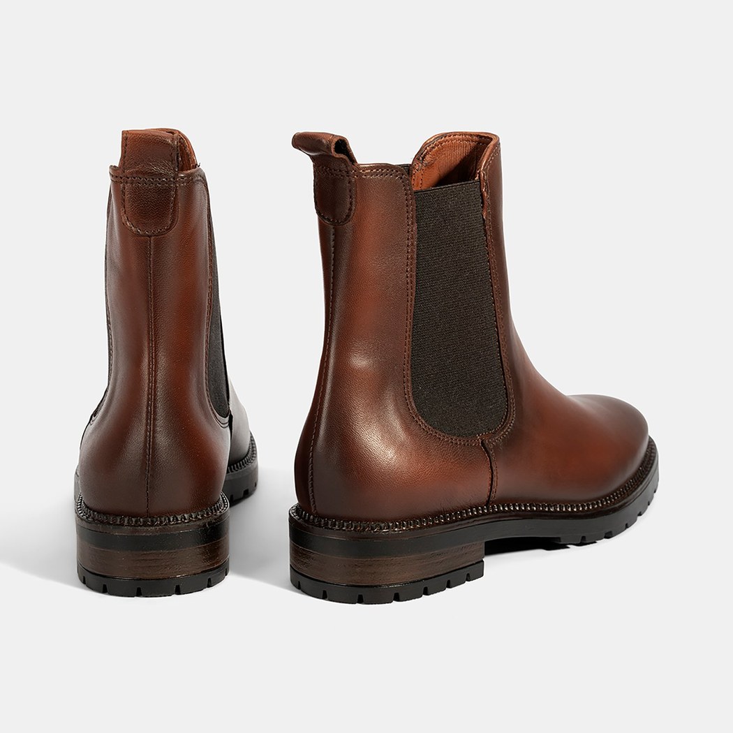 Kadın Taba Kalın Topuklu Deri Bot