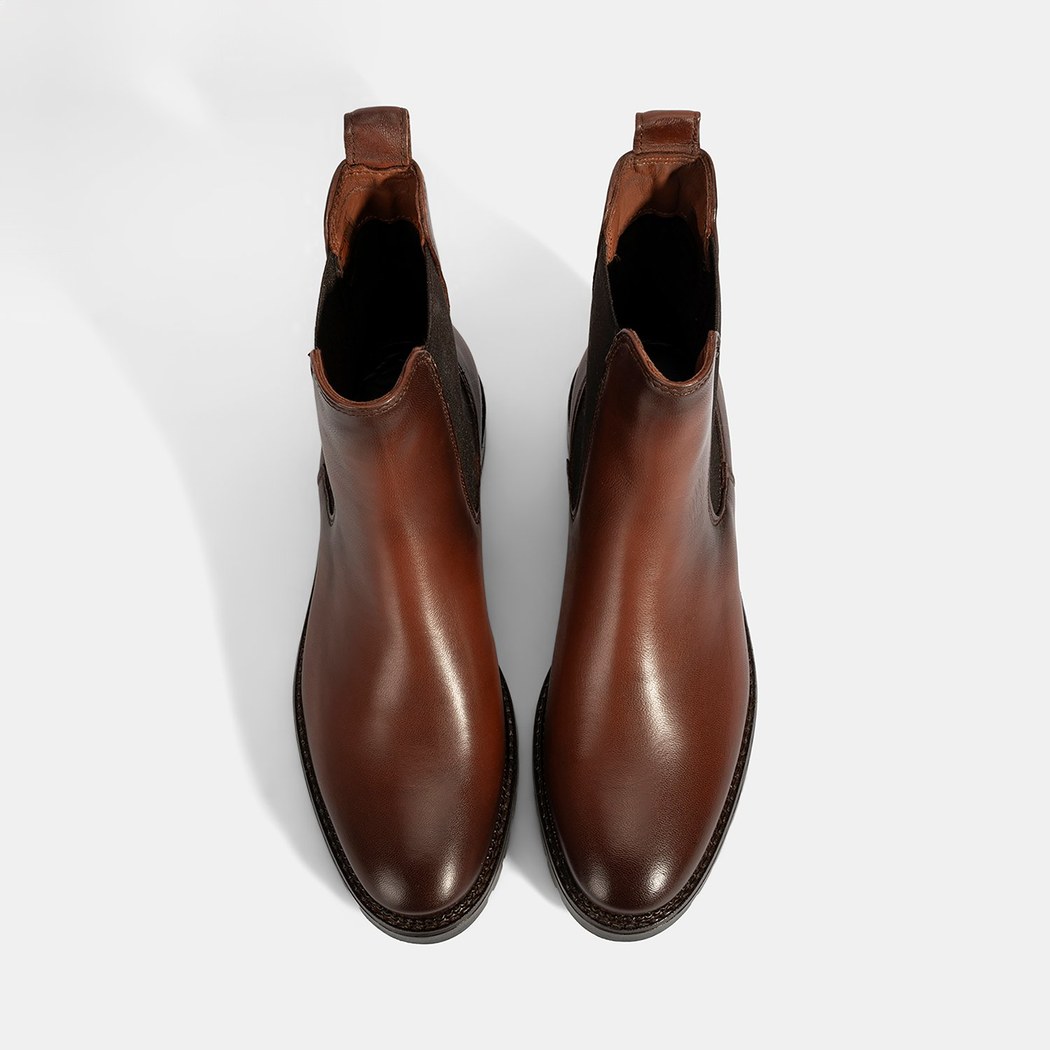 Kadın Taba Kalın Topuklu Deri Bot