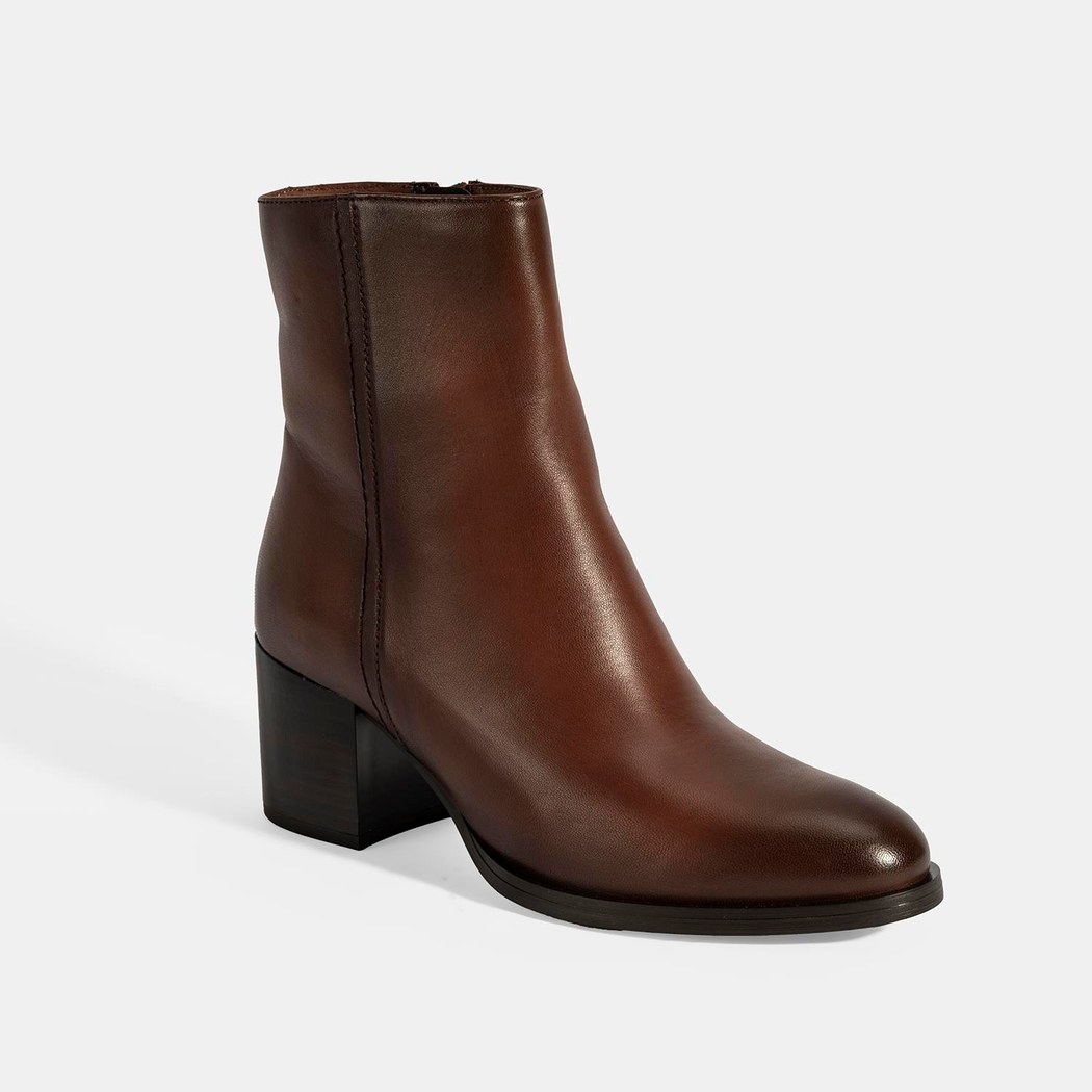 Kadın Taba Kalın Topuklu Deri Bot