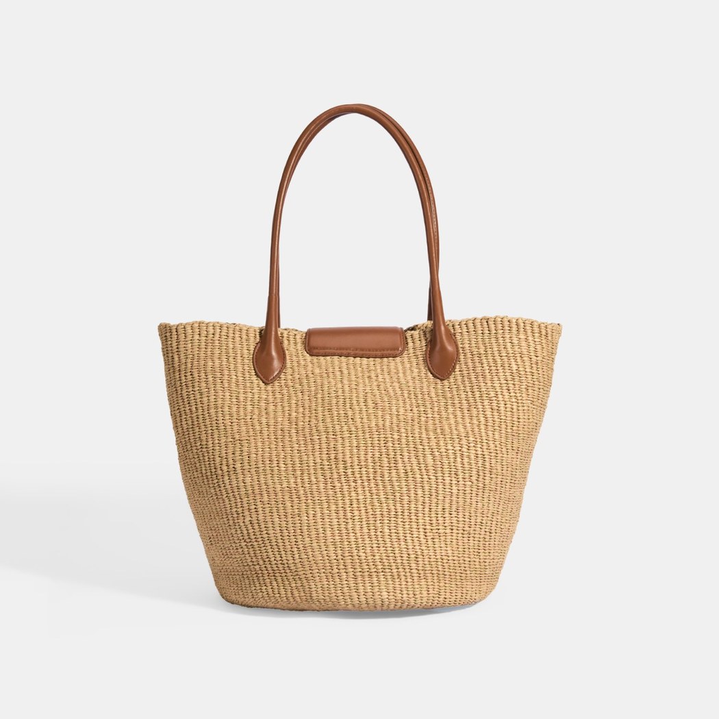 Kadın Taba Monogram Logolu Hasır Omuz Çantası