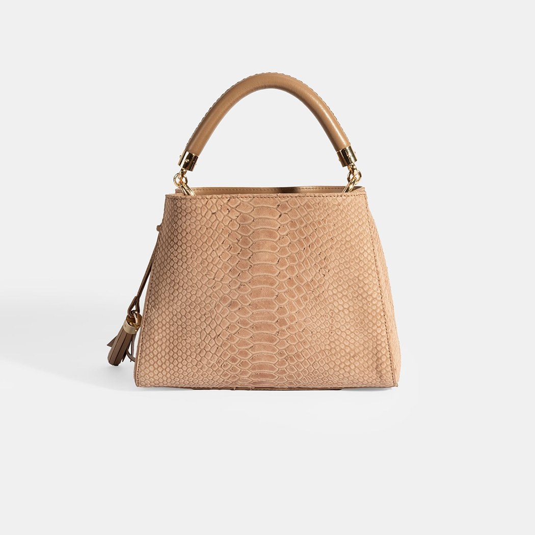 Kadın Taba Püskül Aksesuarlı Deri El Çantası