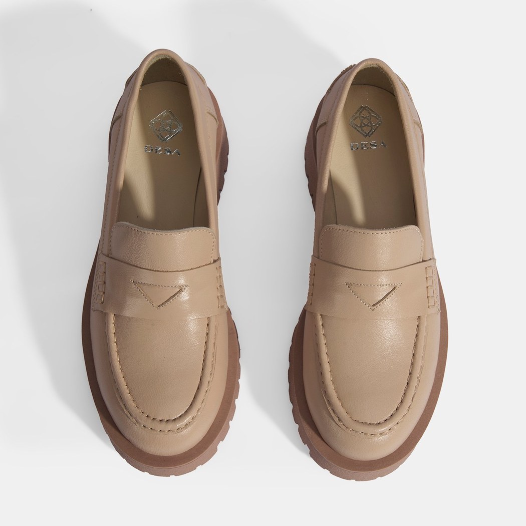 Kadın Taba Slip-On Deri Loafer