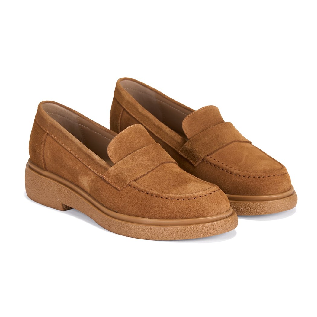 Kadın Taba Süet Deri Loafer