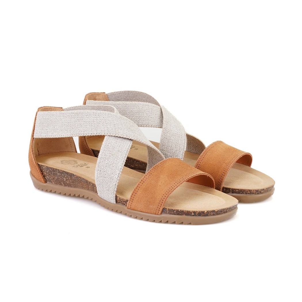 Kadın Taba Süet Deri Sandalet