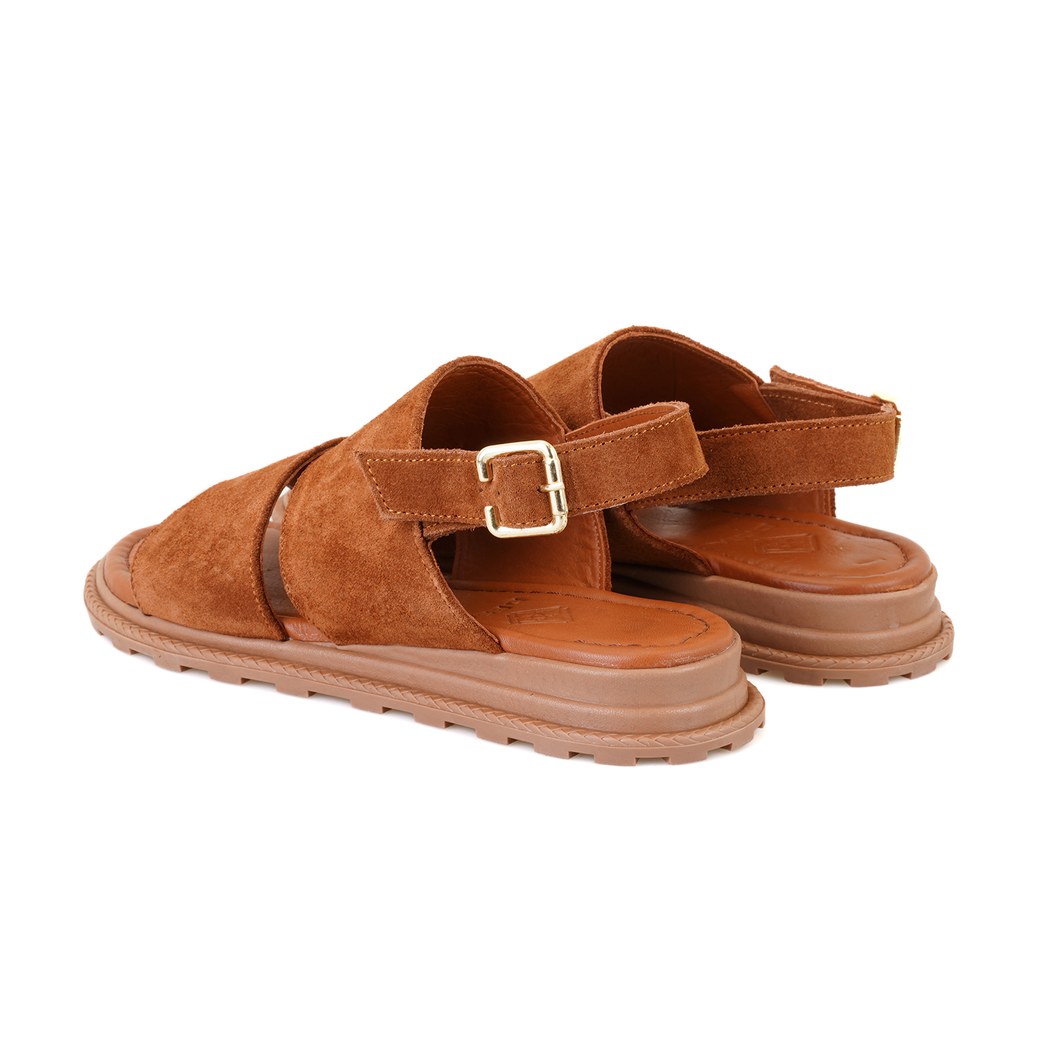 Kadın Taba Süet Deri Sandalet