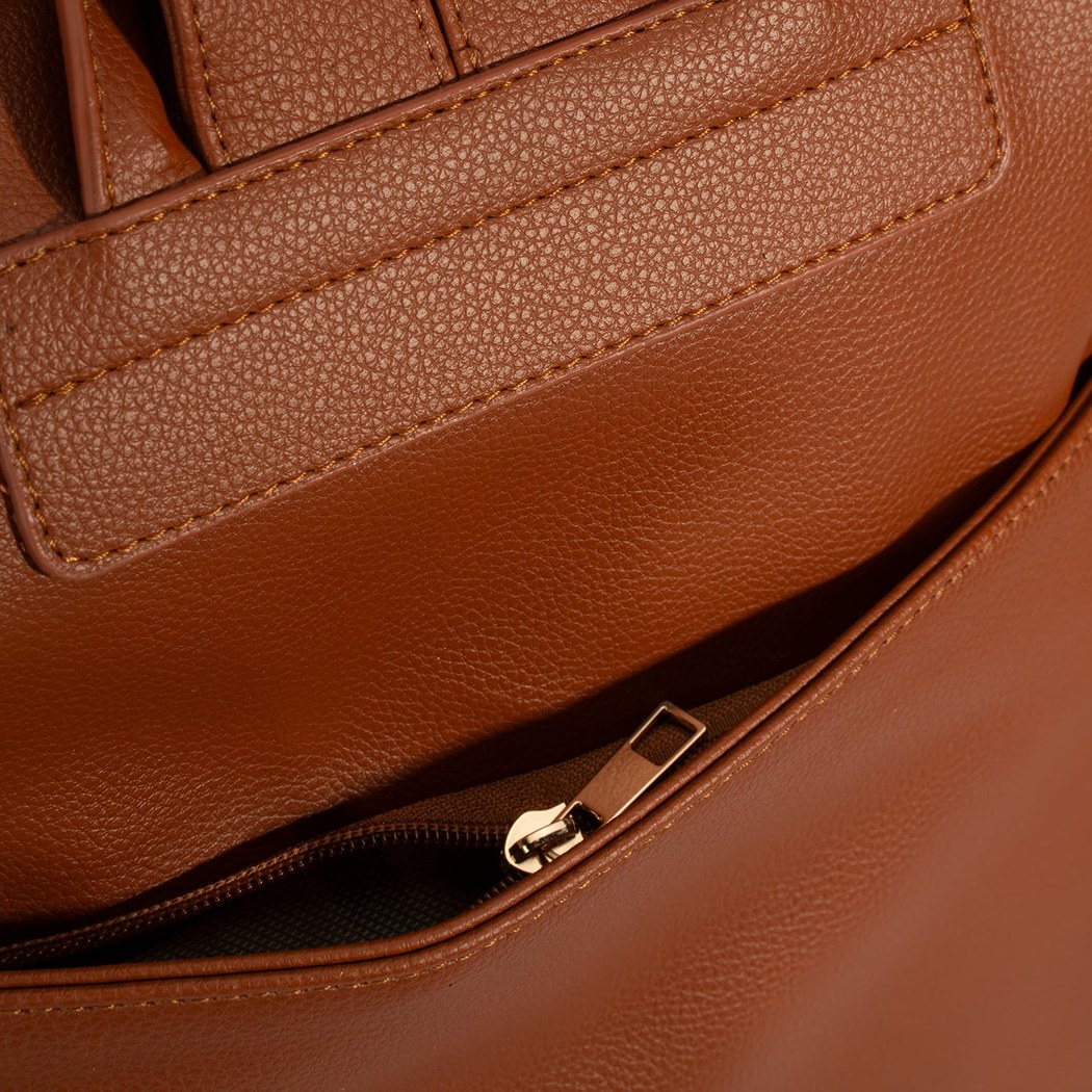 Kadın Taba Süet Detaylı Fermuarlı Sırt Çantası