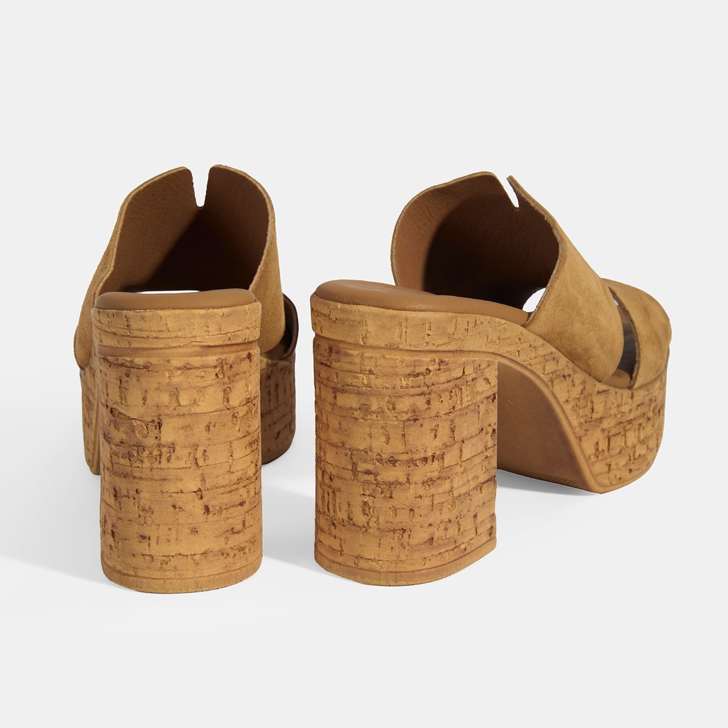 Kadın Taba Süet Topuklu Terlik