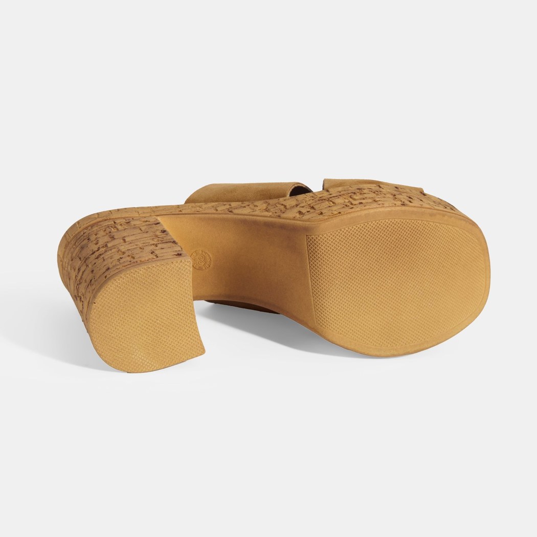 Kadın Taba Süet Topuklu Terlik