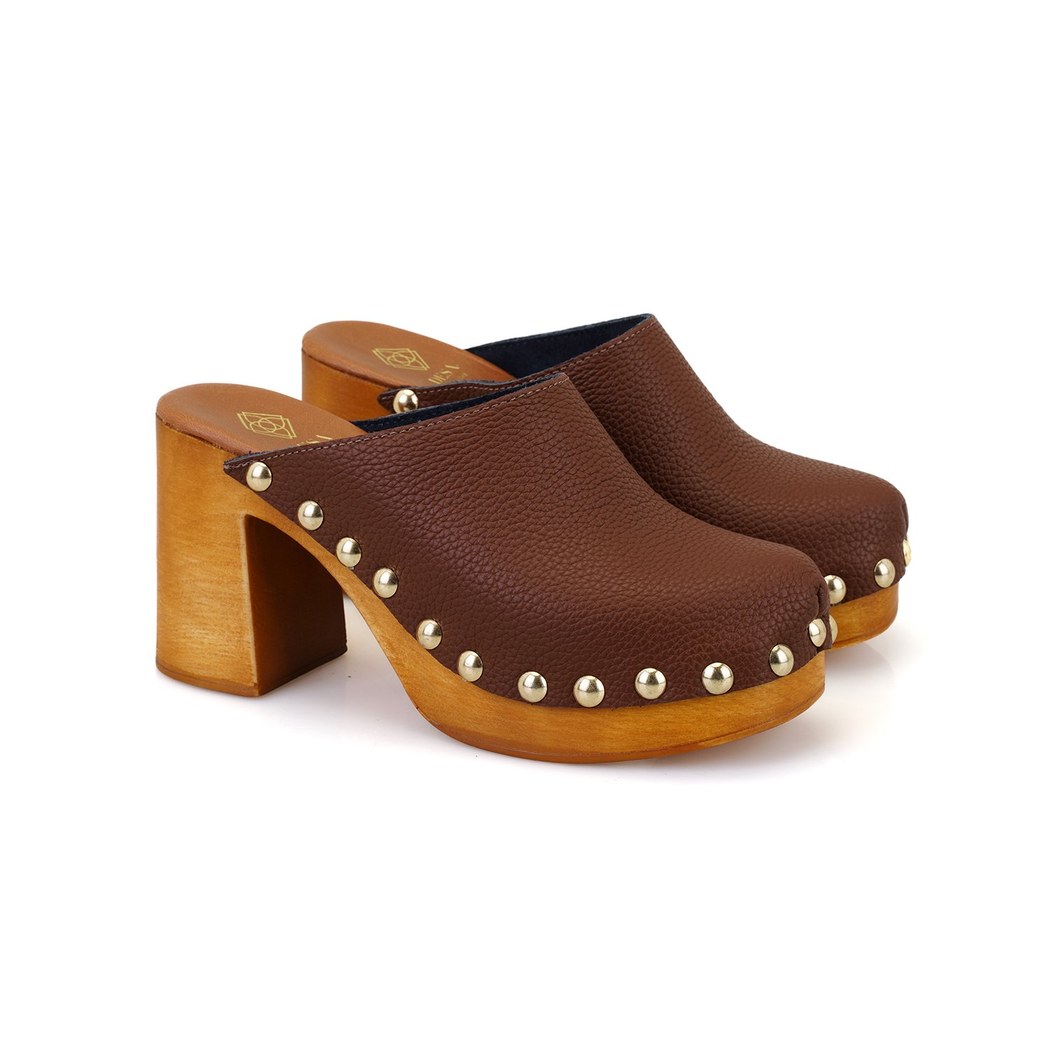 Kadın Taba Topuklu Deri Sabo