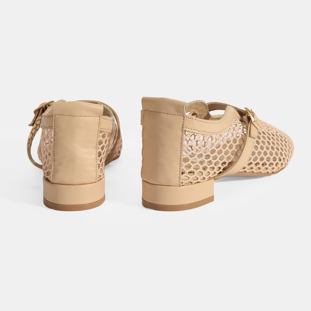 Kadın Ten Ayarlanabilir Metal Tokalı File Babet