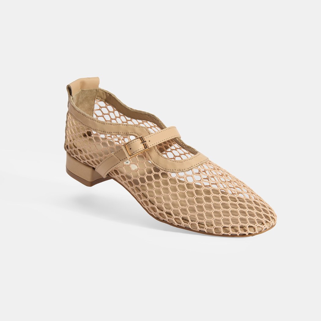 Kadın Ten Ayarlanabilir Metal Tokalı File Babet