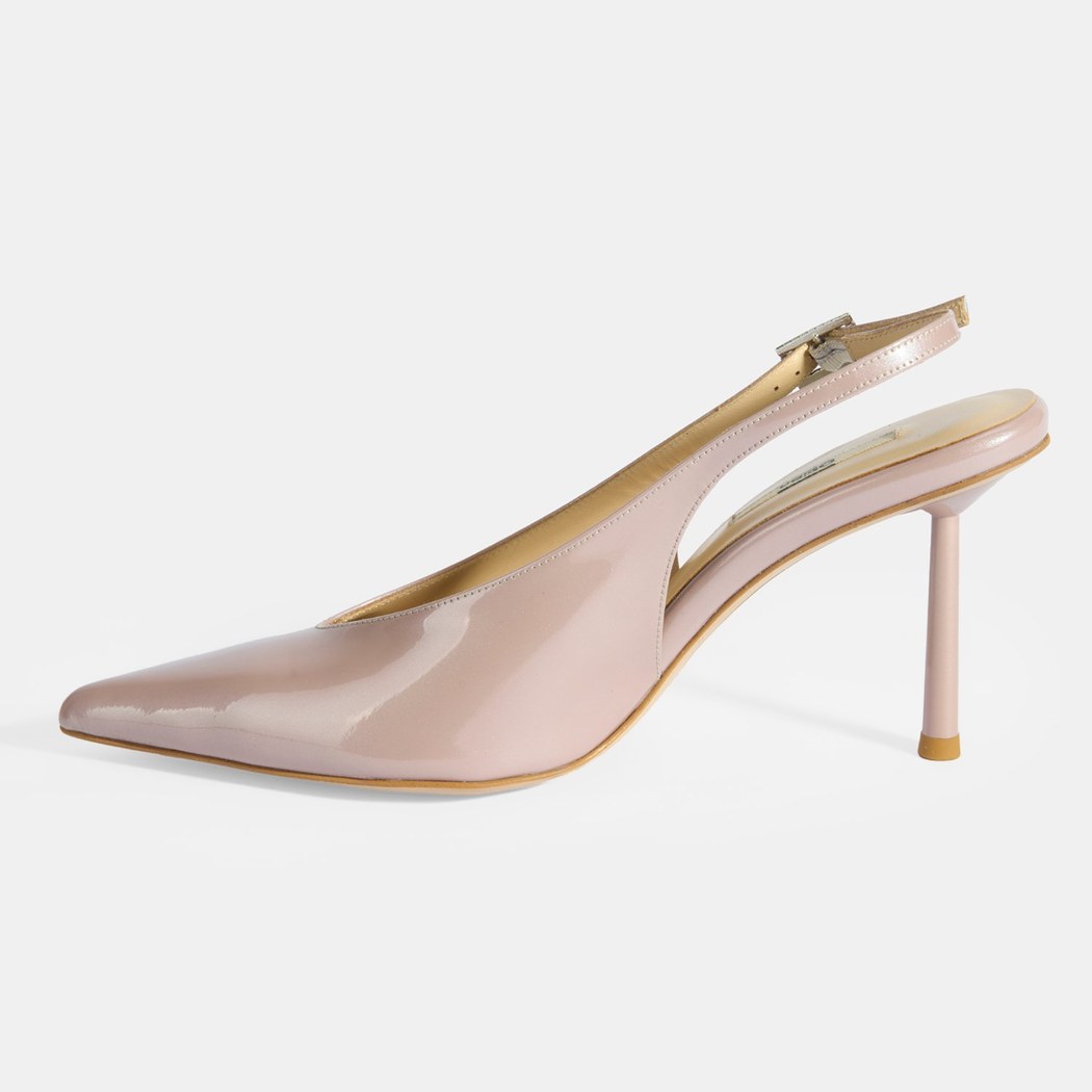 Kadın Ten Ayarlanabilir Taşlı Toka Detaylı Rugan Topuklu Ayakkabı