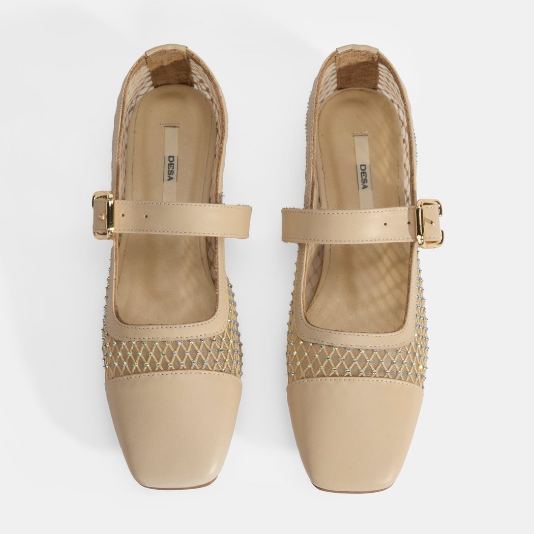 Kadın Ten Toka Aksesuarlı File Babet