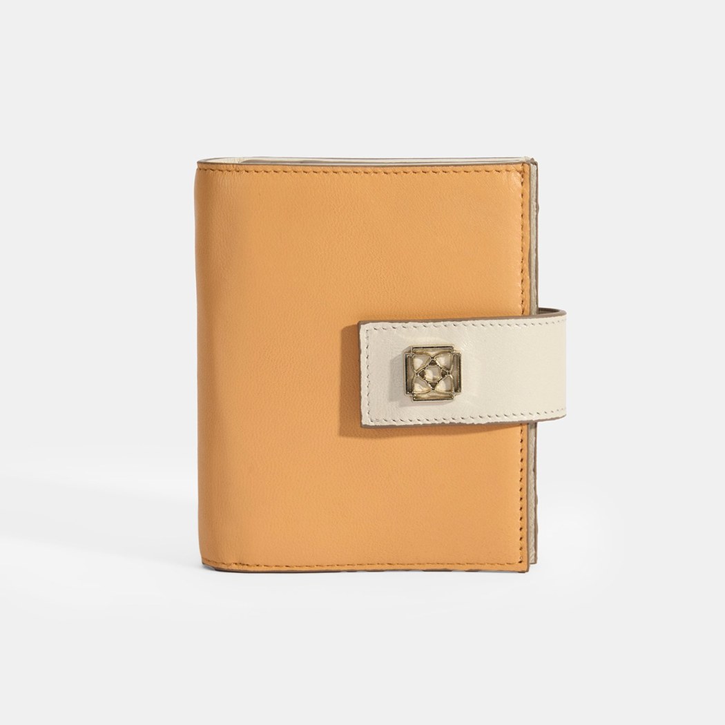 Kadın Turuncu / Bej Deri Cüzdan