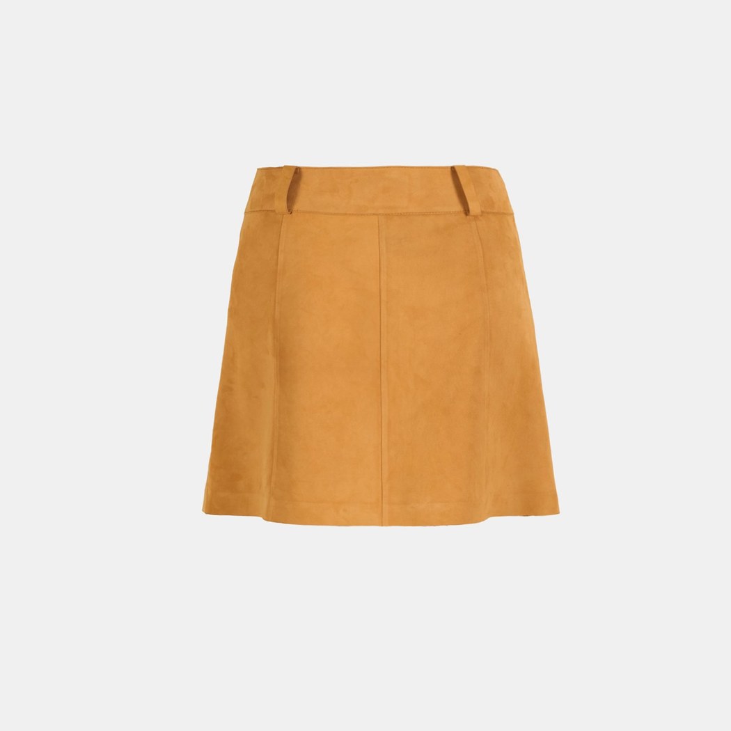 Kadın Turuncu Mini Süet Etek 