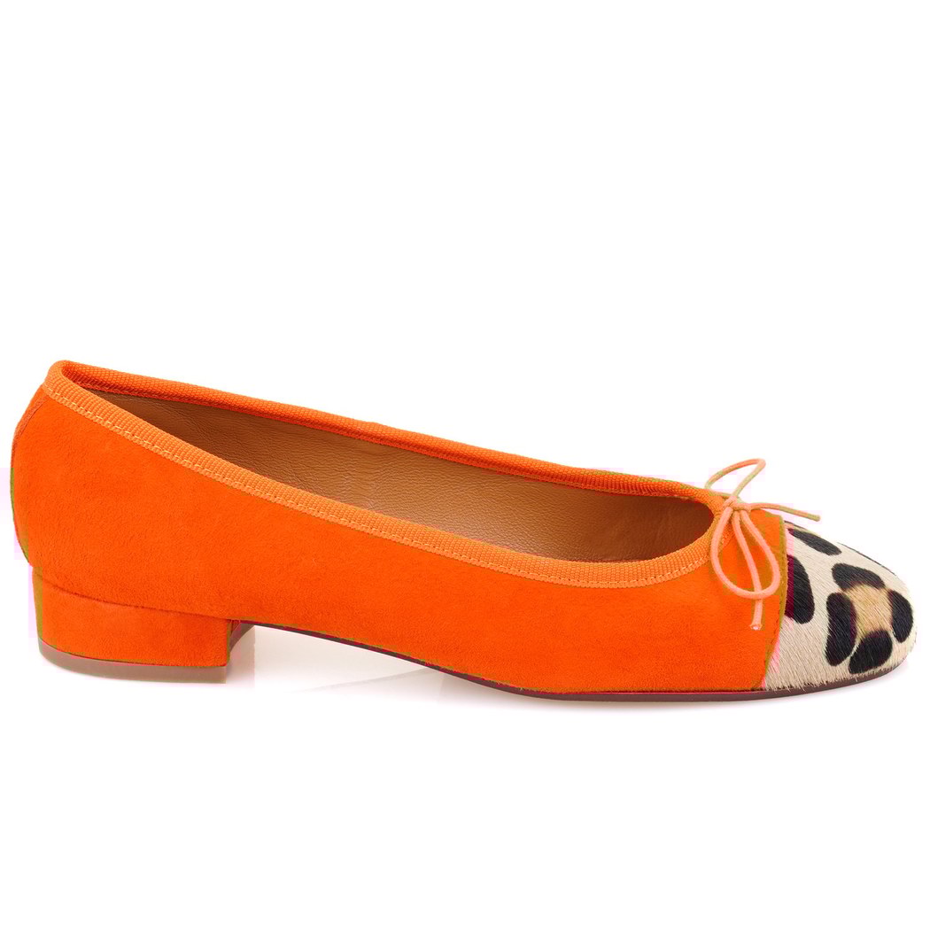 Kadın Turuncu Süet Deri Babet