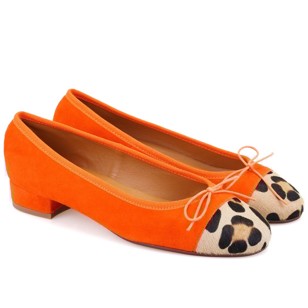 Kadın Turuncu Süet Deri Babet