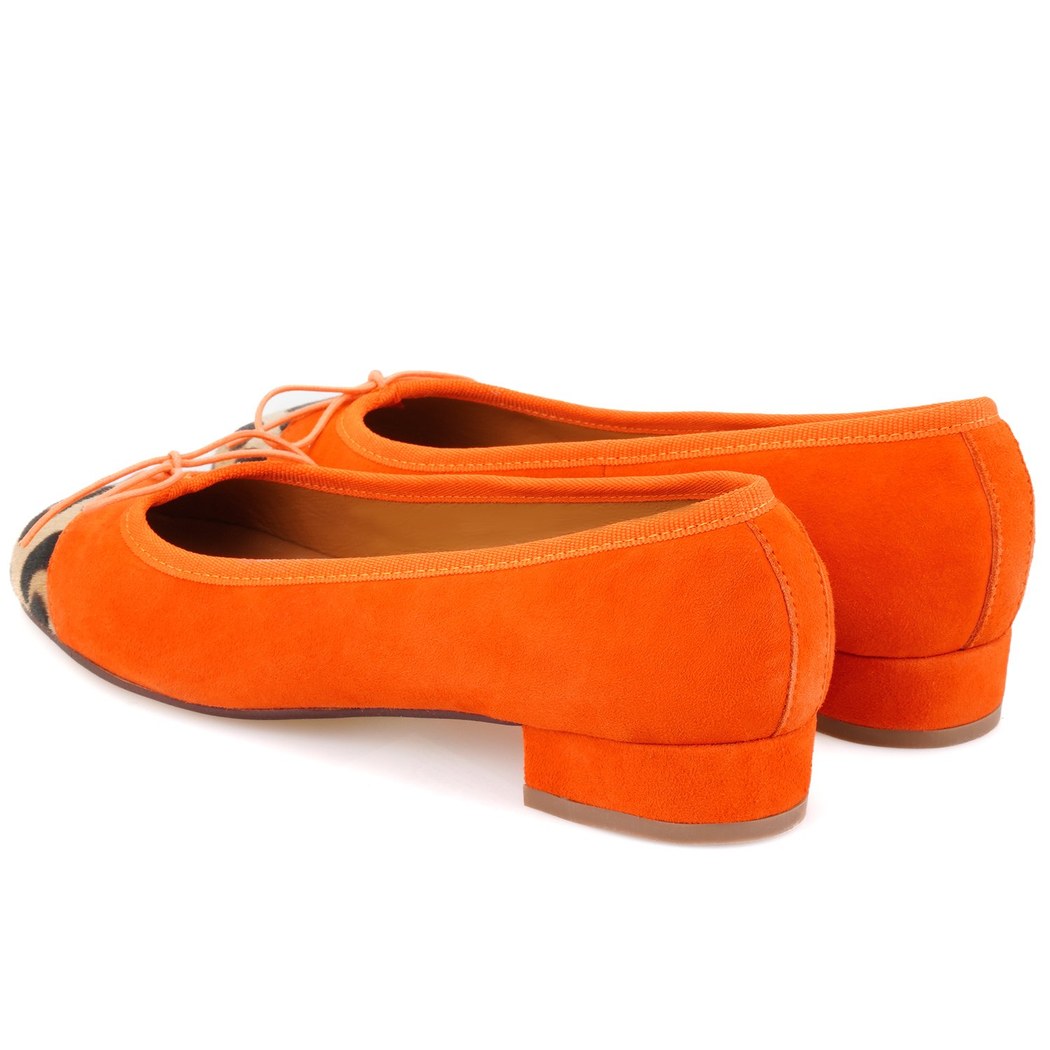 Kadın Turuncu Süet Deri Babet