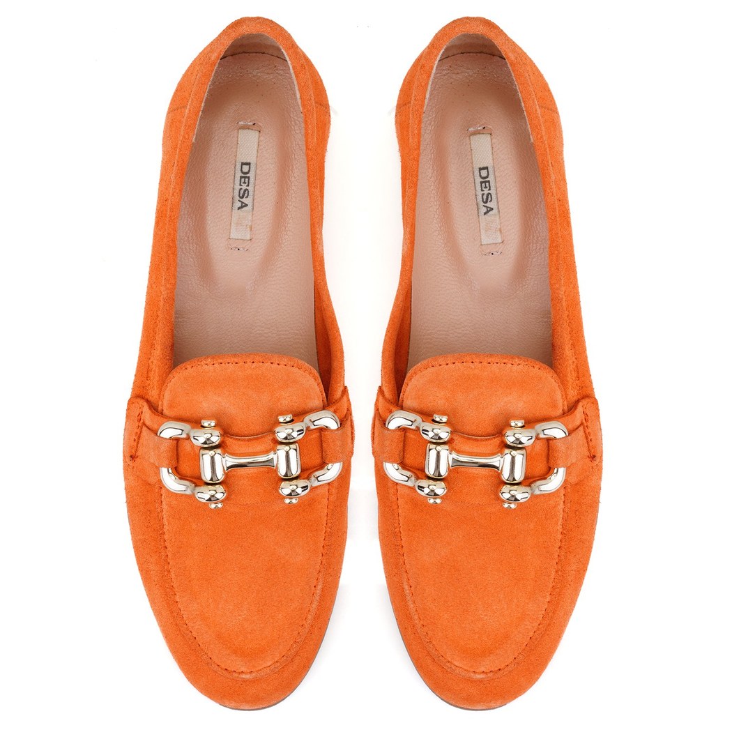 Kadın Turuncu Süet Deri Loafer