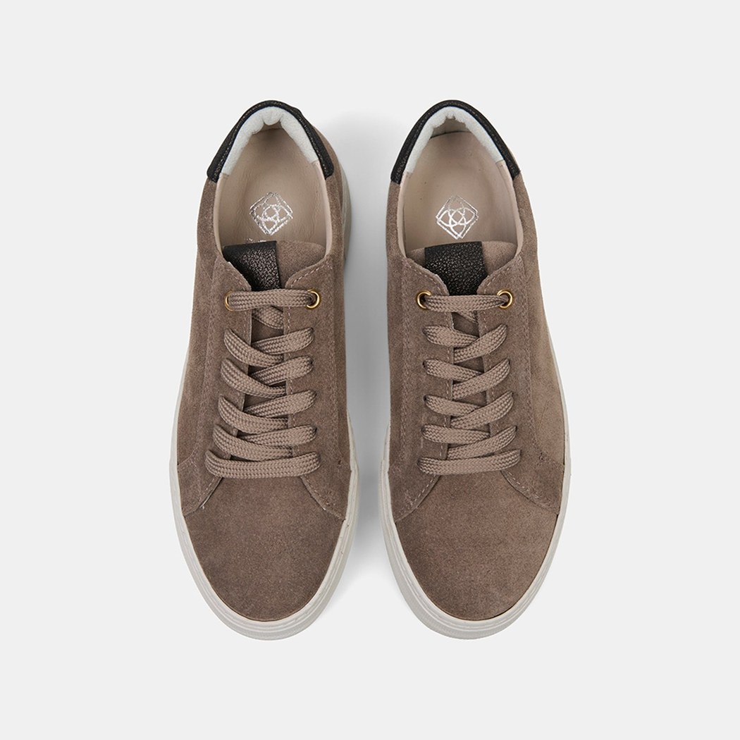 Kadın Vizon Bağcıklı Kalın Tabanlı Süet Deri Sneaker