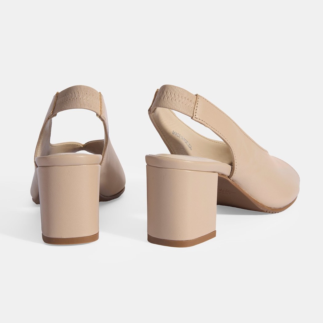 Kadın Vizon DesaComfort Lastik Bantlı Slingback Topuklu Ayakkabı