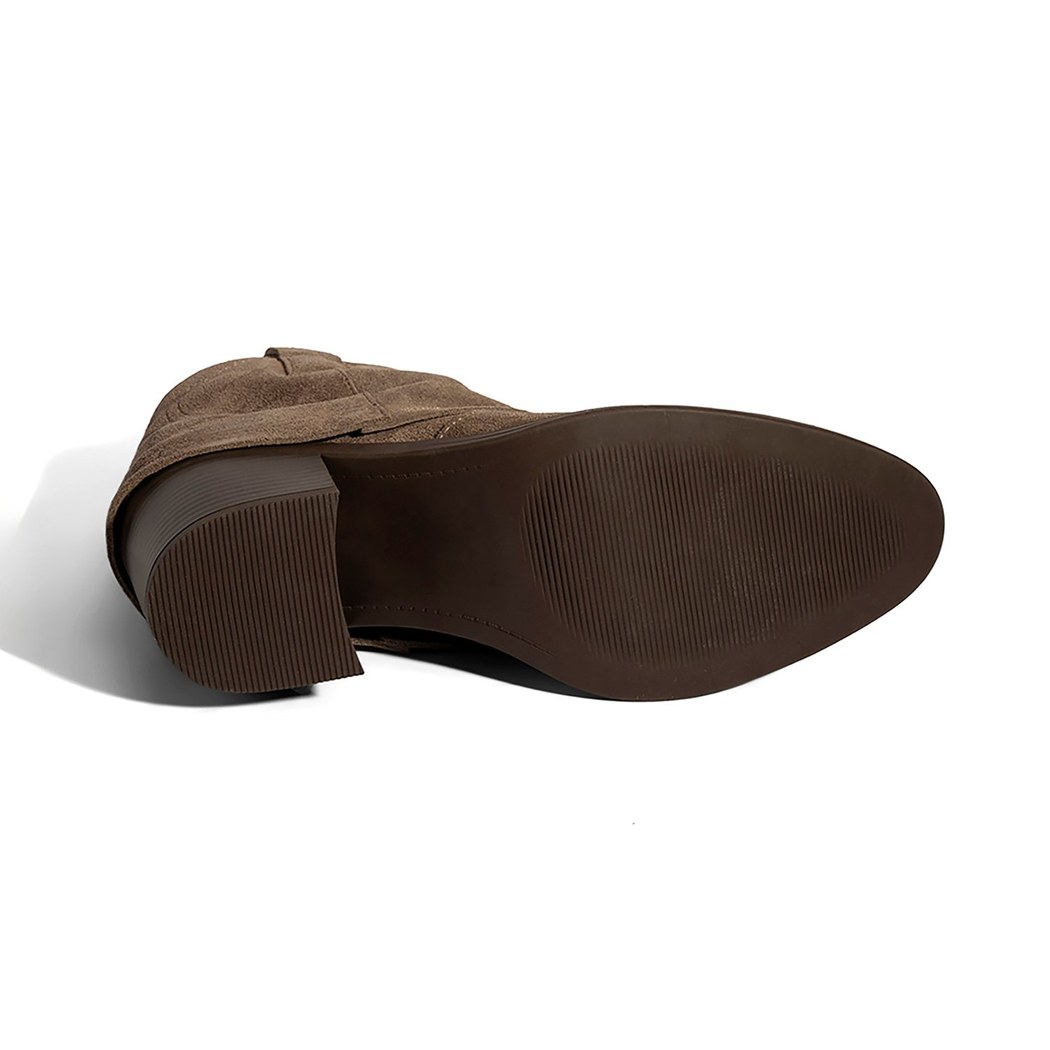 Kadın Vizon İşleme Detaylı Kalın Topuklu Bot