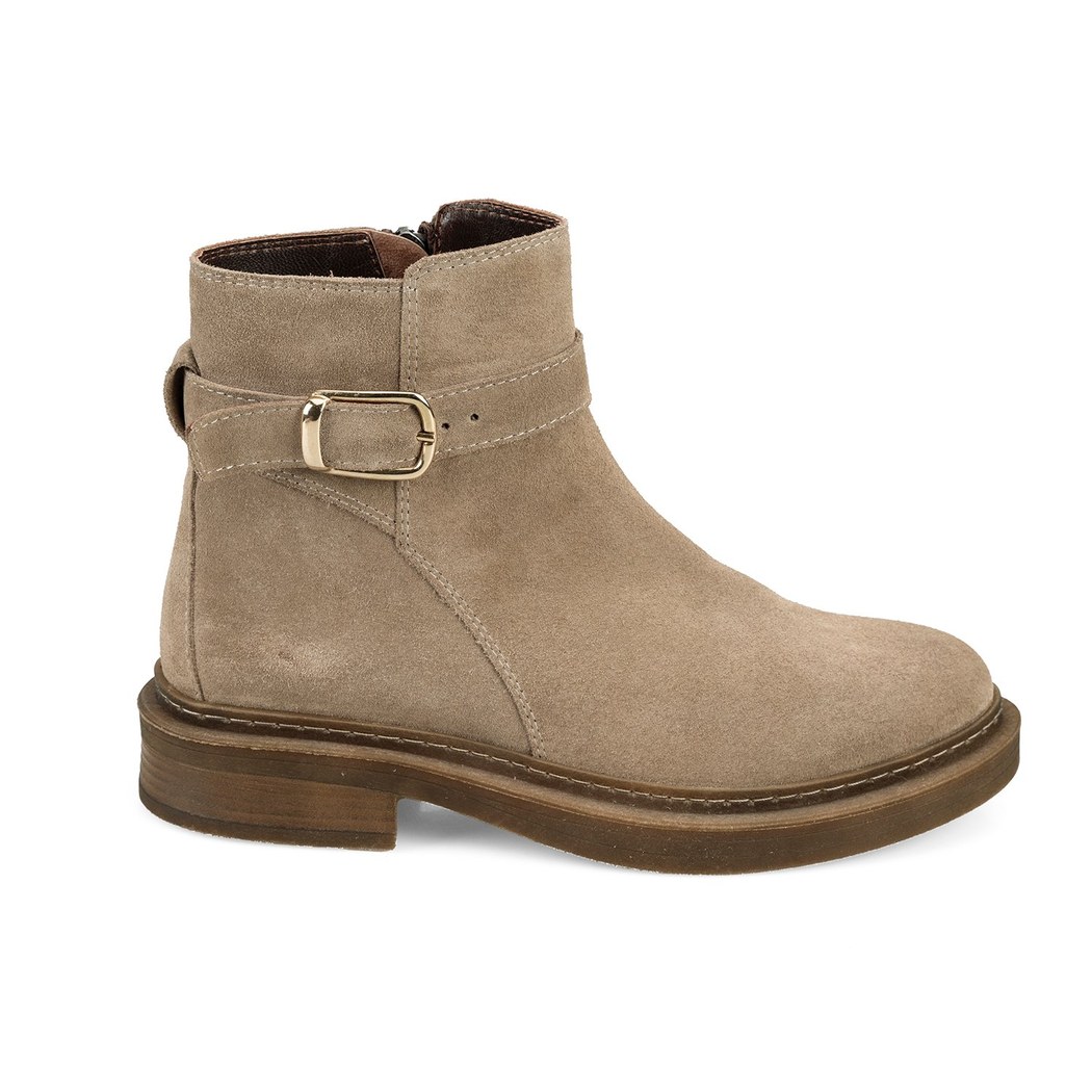 Kadın Vizon Kemer Aksesuarlı Süet Bot