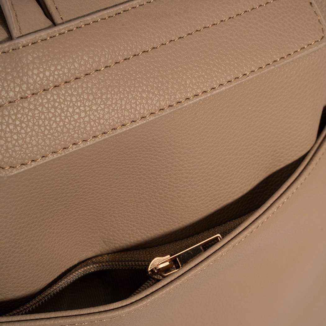 Kadın Vizon Süet Detaylı Fermuarlı Sırt Çantası