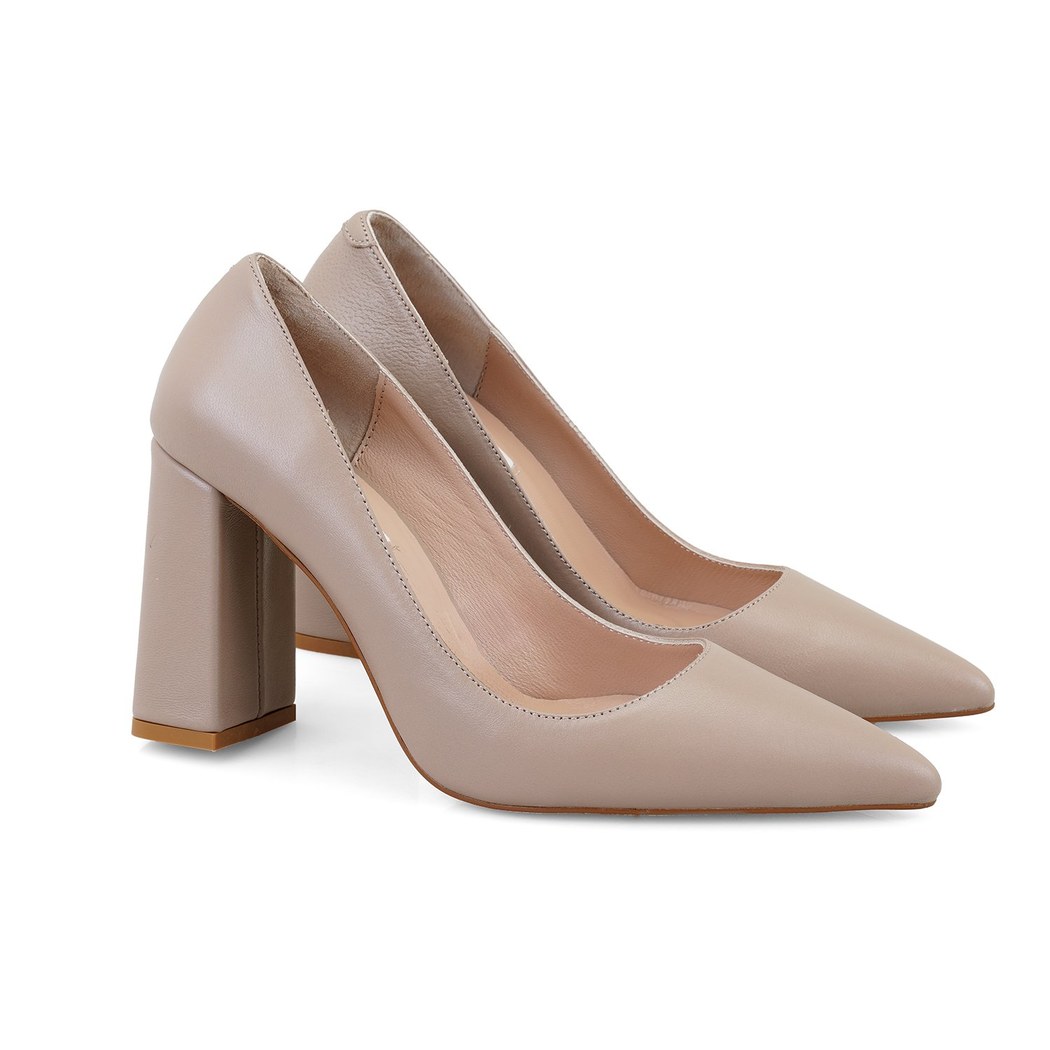 Kadın Vizon Topuklu Deri Klasik Ayakkabı
