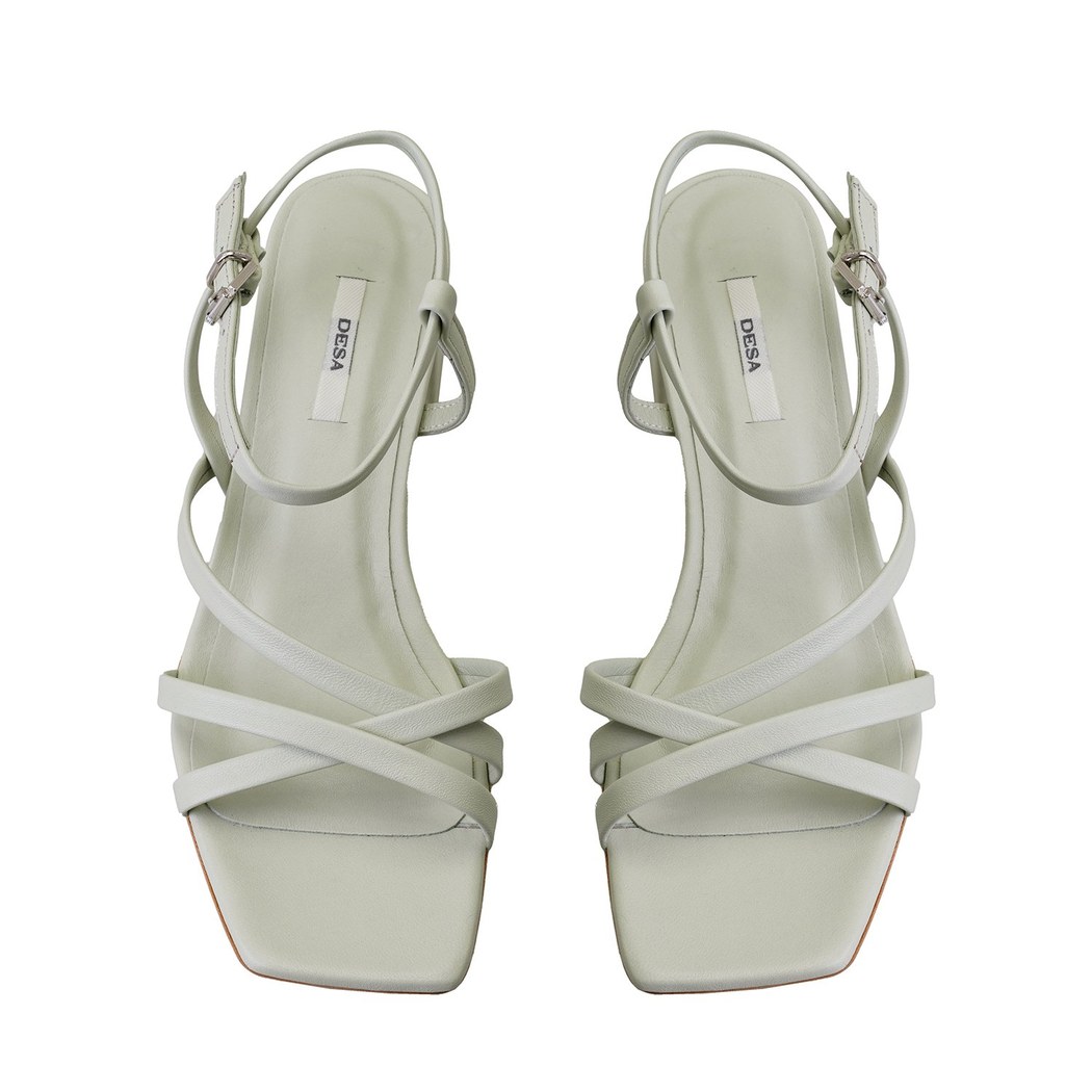 Kadın Yeşil Ayarlanabilir Tokalı Topuklu Deri Sandalet