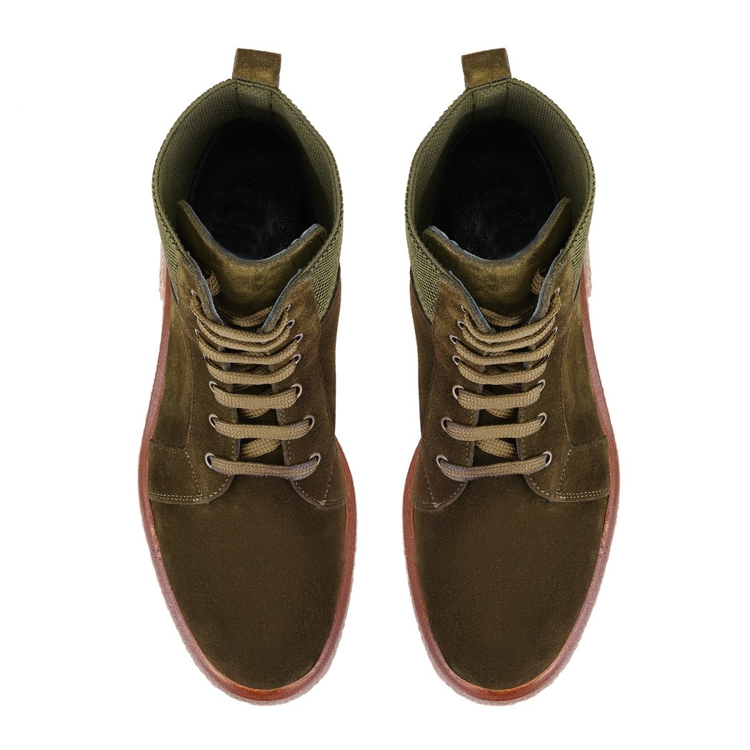 Kadın Yeşil Bağcıklı Süet Deri Postal Bot