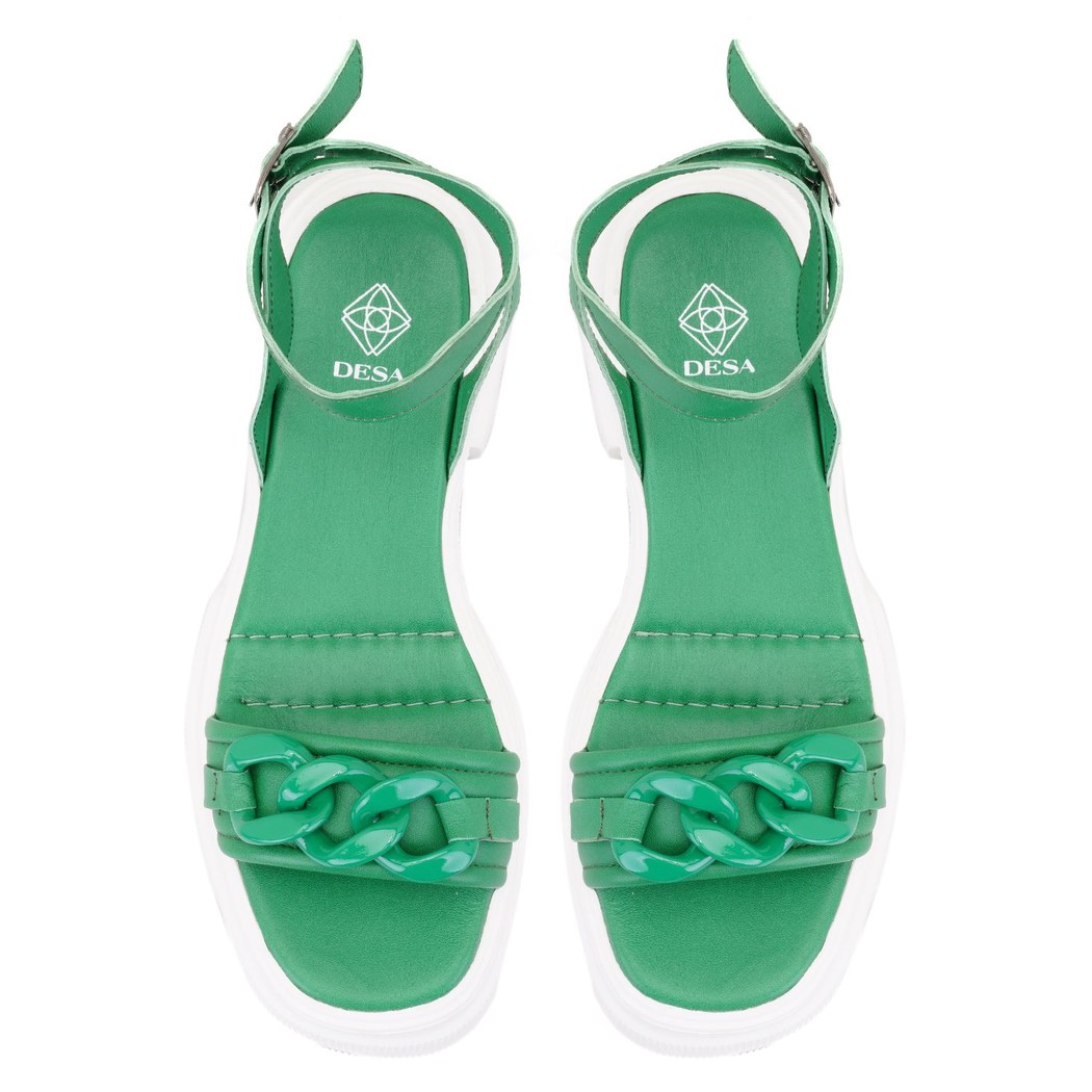 Kadın Yeşil Deri Sandalet