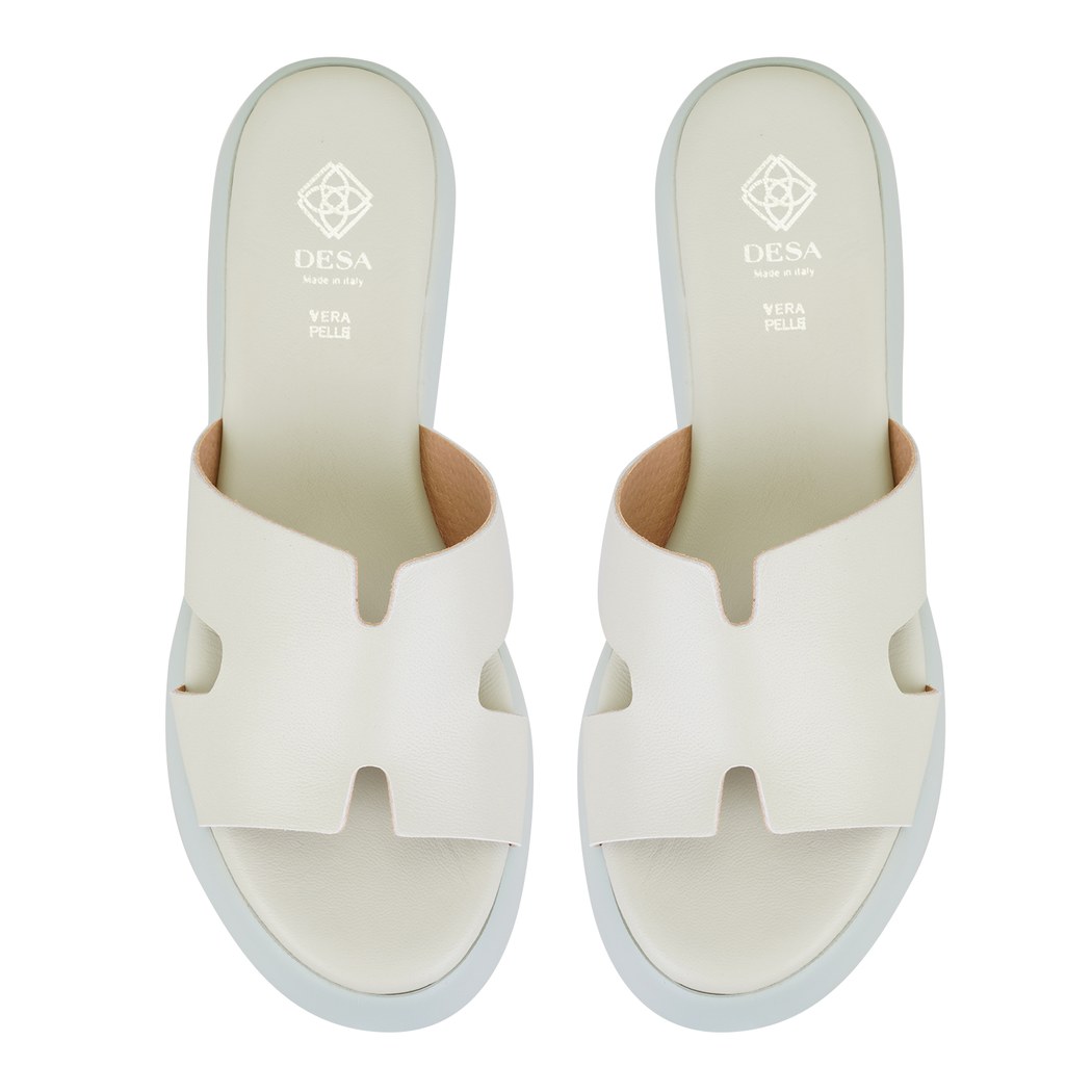 Kadın Yeşil Dolgu Topuklu Deri Terlik