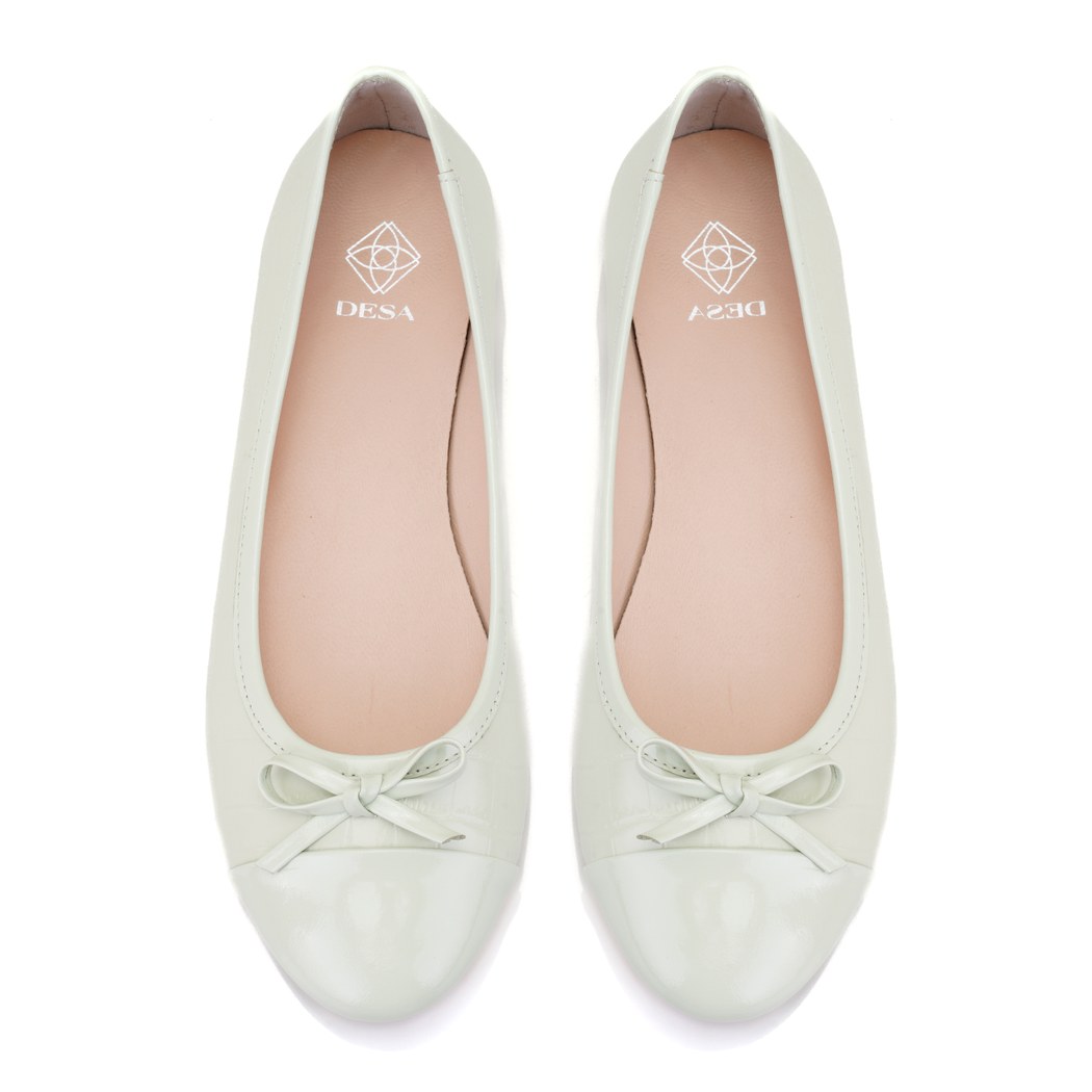 Kadın Yeşil Kroko Baskılı Deri Babet