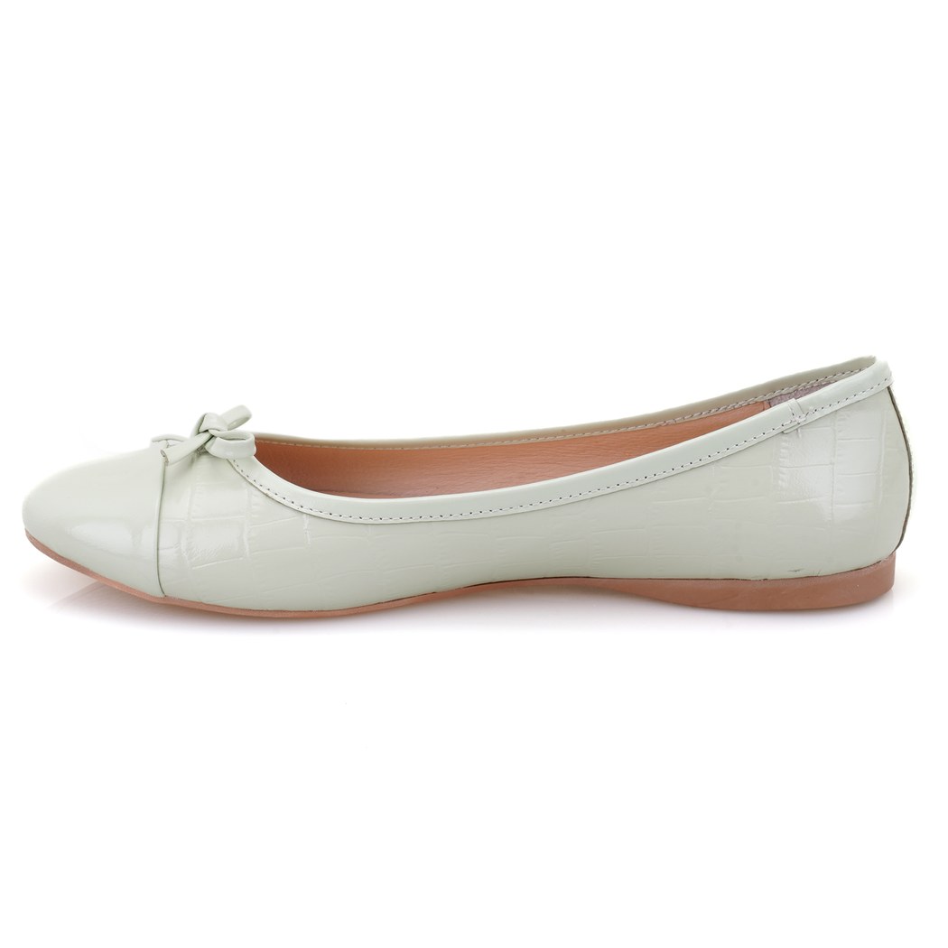 Kadın Yeşil Kroko Baskılı Deri Babet