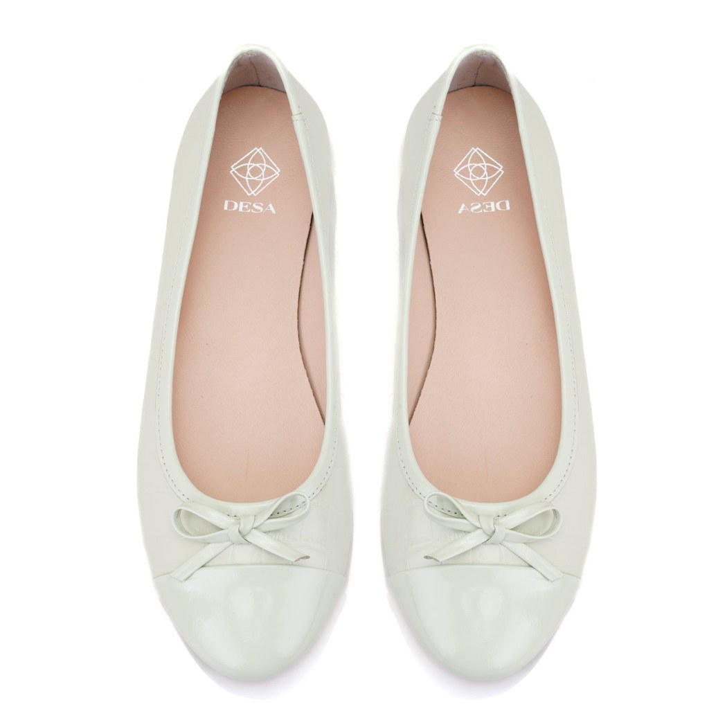 Kadın Yeşil Kroko Baskılı Deri Babet