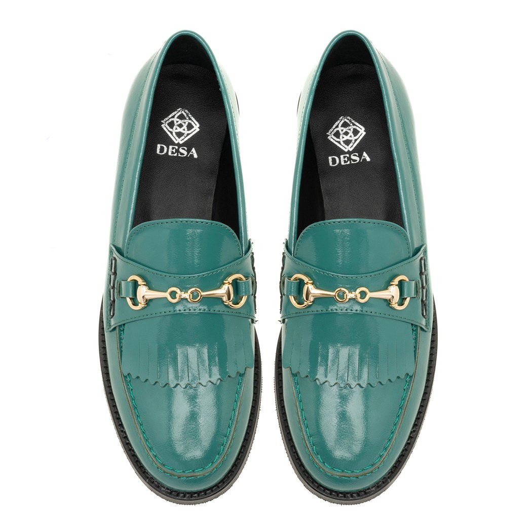 Kadın Yeşil Rugan Deri Loafer