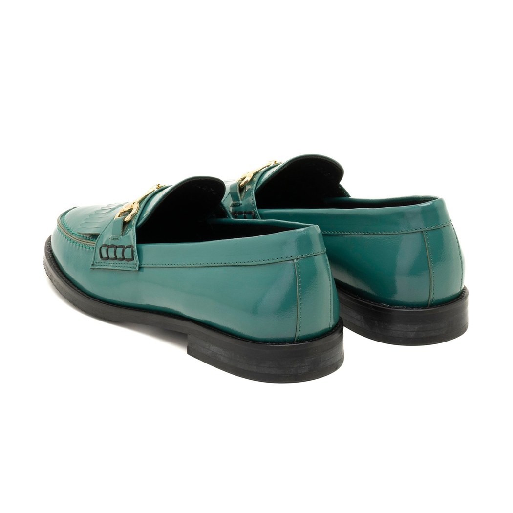 Kadın Yeşil Rugan Deri Loafer